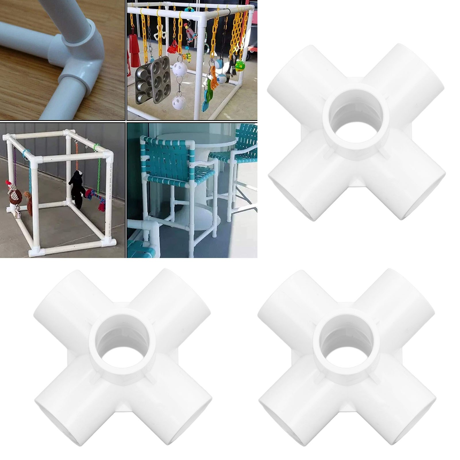 20-mm-pvc-wasserleitungsfittings Mit Rechtwinkligen Und Sechswege-anschlüssen Für Zu- Und Ablaufrohre, Geeignet Für Möbel, Gewächshaus-rohrverbindungen Und Zeltverbindungen. Weiß.