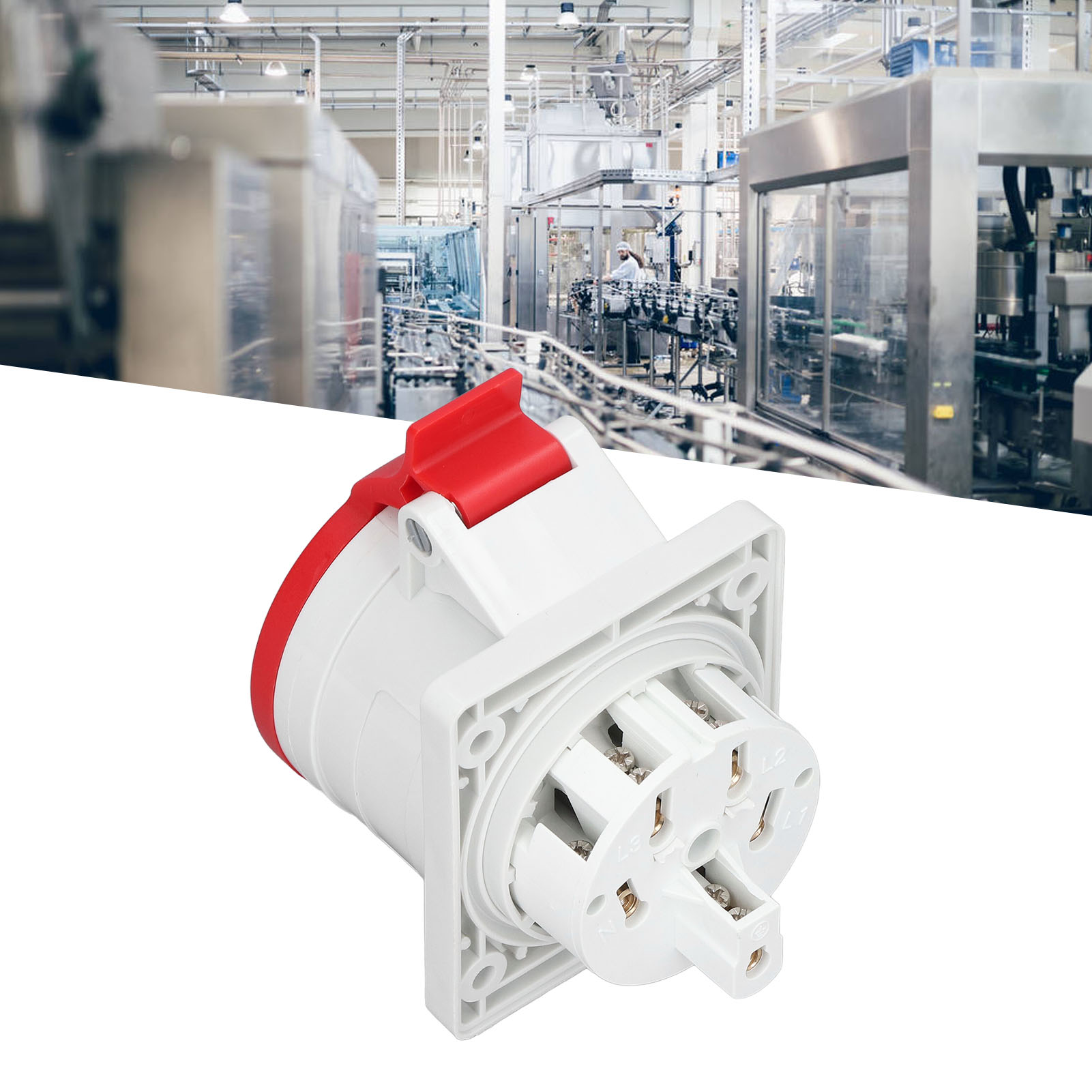 Versenkte Industriesteckdose, Rechts, 32 A, Ip44, Wasser- Und Staubdicht, Männlicher Luftfahrtstecker