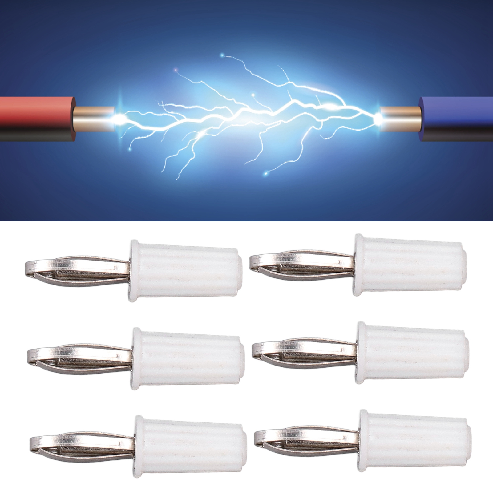 Klassischer 4-mm-bananenstecker, Vernickeltes Messingende In Form Eines Geschweißten Kreuzes, Weißes Zubehör Für Lehrmittel.