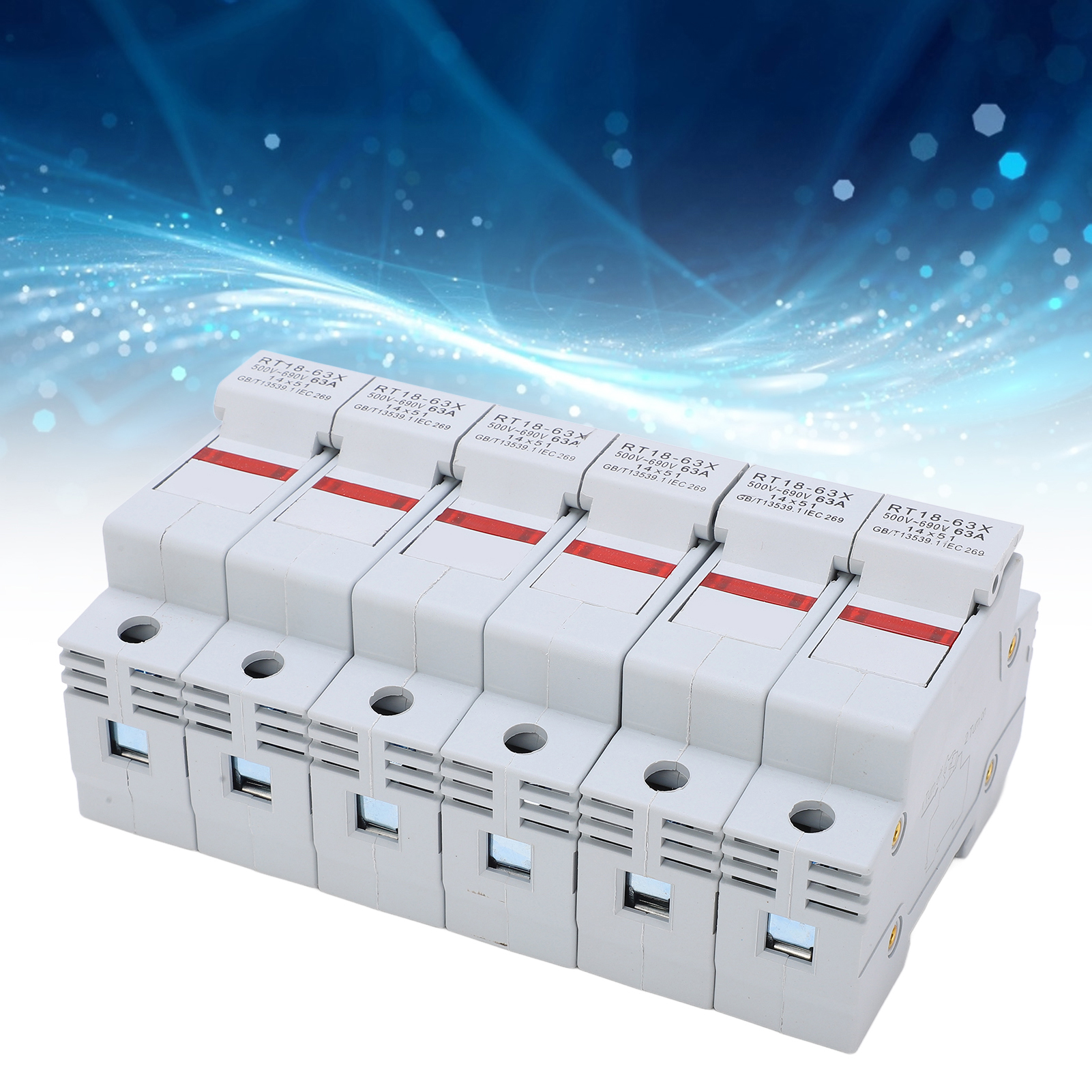 Berm Rt18-63x Schienen-sicherungshalter Mit Led-anzeige, 14 X 51 Mm Sicherungskern, Sockel, Kupferteile, 500–690 V, 2-polig