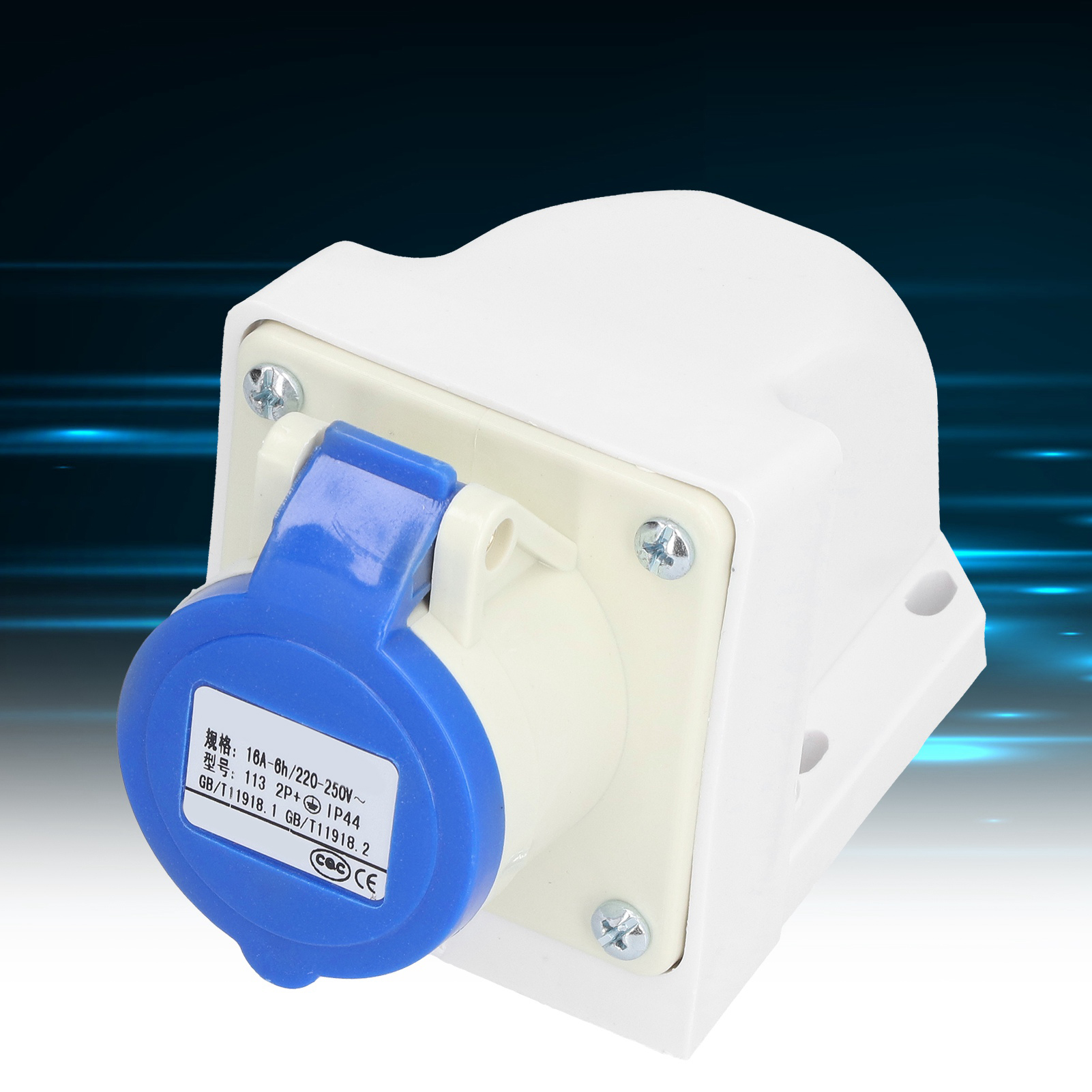 Zng-113 Oberflächenmontierter Industriestecker, Einphasiger Luftfahrtstecker, Feste Oberflächenmontage, Ip44, 220v-250v, 3 Pins, 16a.