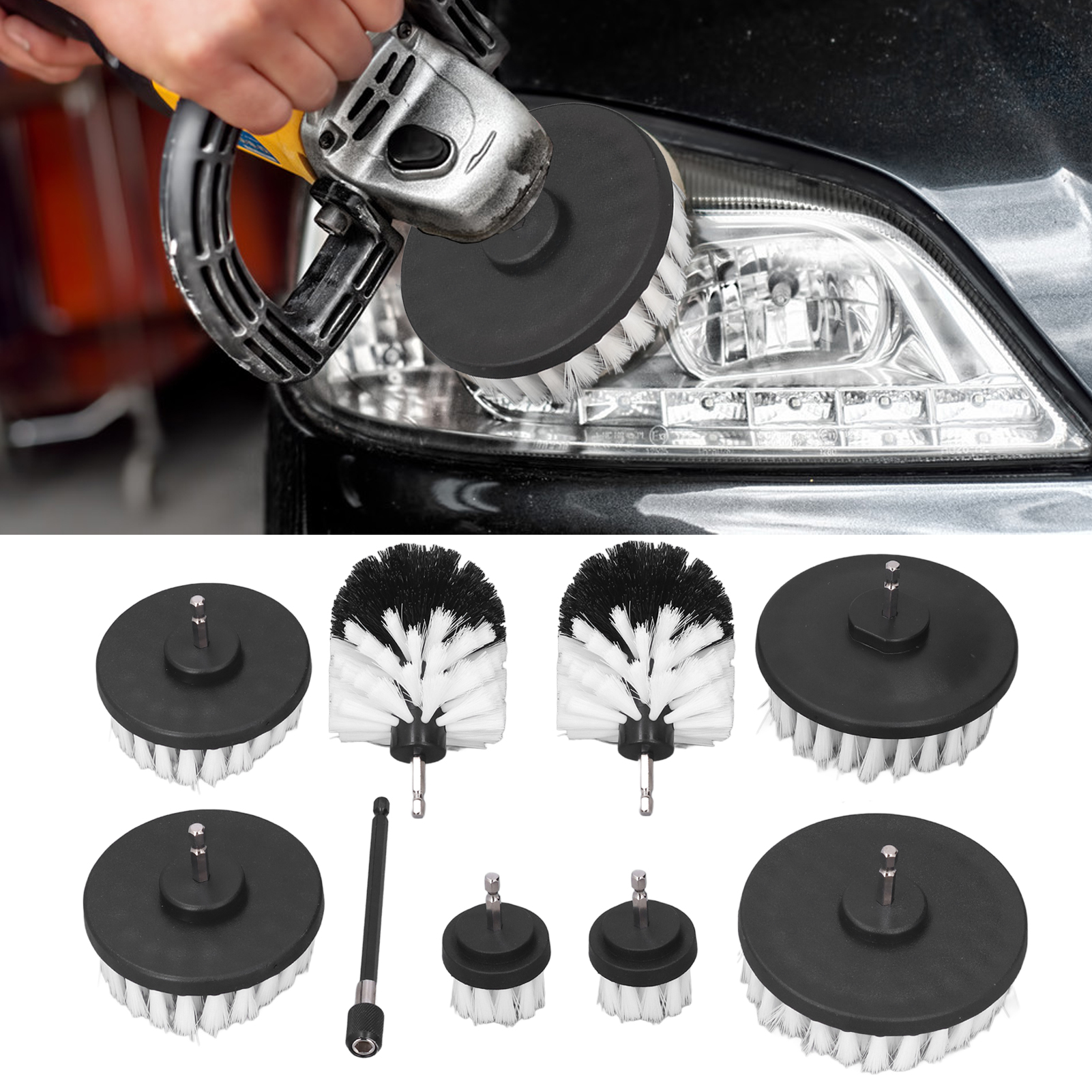 Set Mit 9 Elektrischen Bohrmaschinenbürsten, Ideal Zum Reinigen Von Fliesen, Küchenrollen Und Anderen Oberflächen.