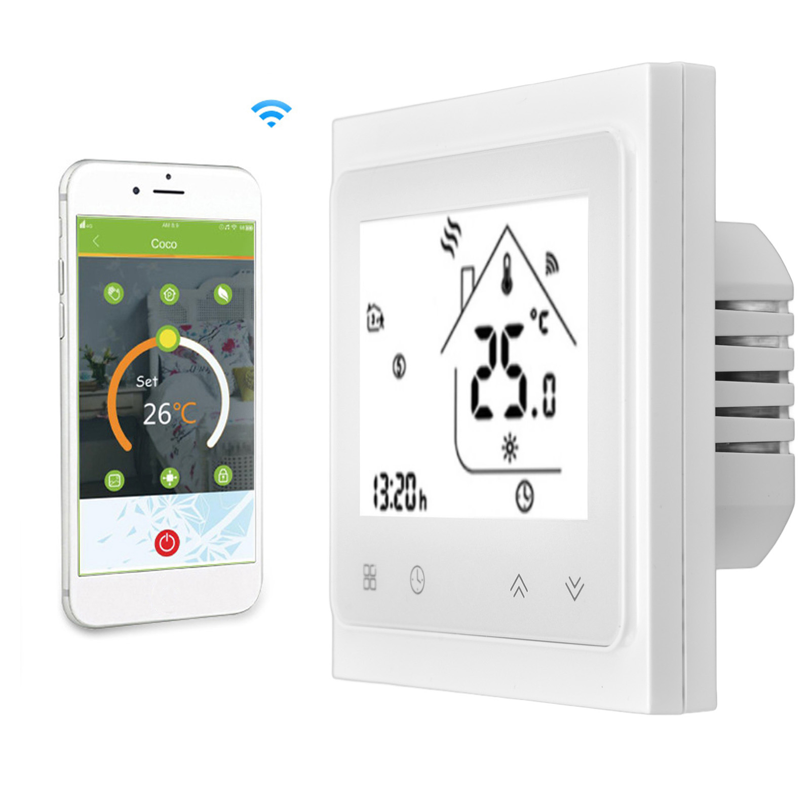 Intelligenter Elektrischer Fußbodenheizungsschalter Von White Graffiti, Fernsteuerung Über Mobile App, Echo-sprachsteuerung, Wlan-smart-thermostat, 95-240 V Wechselstrom.