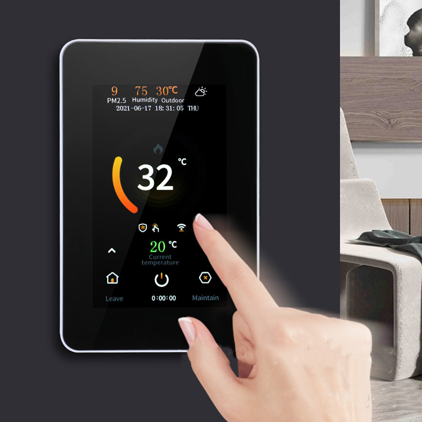 Me80 Wlan-smart-thermostat Mit Farb-lcd-display Und Graffiti-design, Kompatibel Mit Wasserführenden Und Elektrischen Fußbodenheizungen, 85–275 V Wechselstrom, 3 A