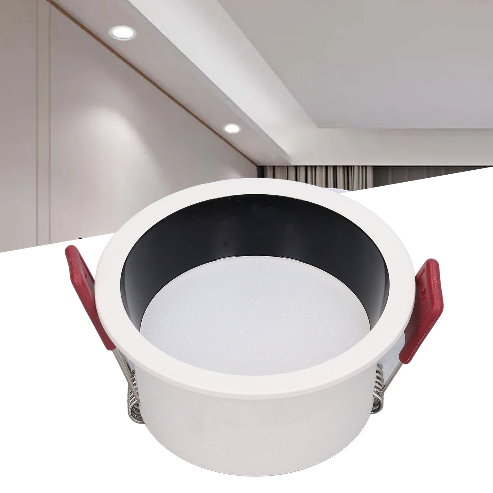 Unsichtbarer Einbaustrahler Mit Schmalem Hals Und Blendfreier Oberfläche, Mattweiß, 9 W, 75 Mm Öffnung, 6000 K, Ac180–265 V