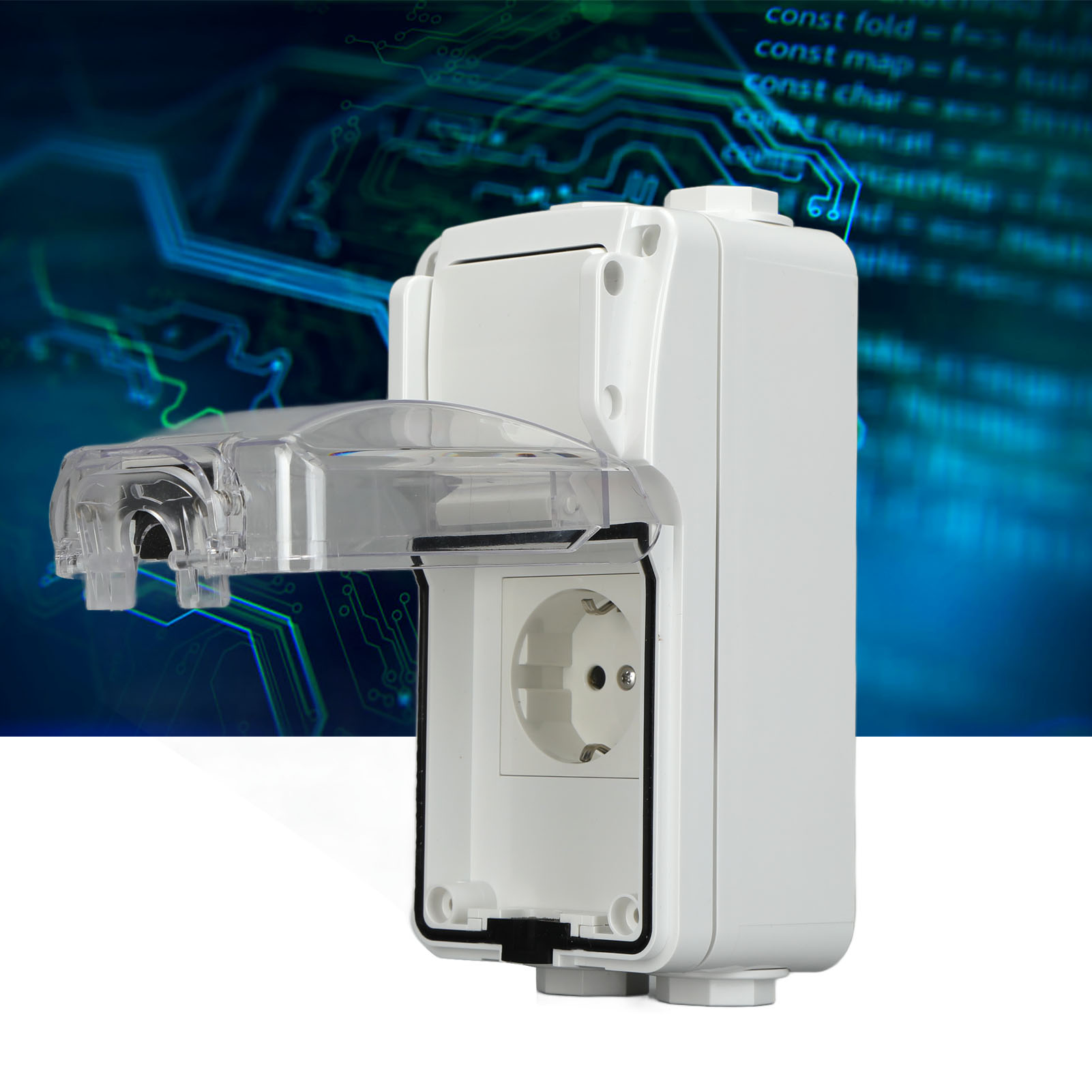 Wasserdichte Steckdose Nach Deutschem Standard Ip66, 250 V, 16 A, Mit Wippschalter.