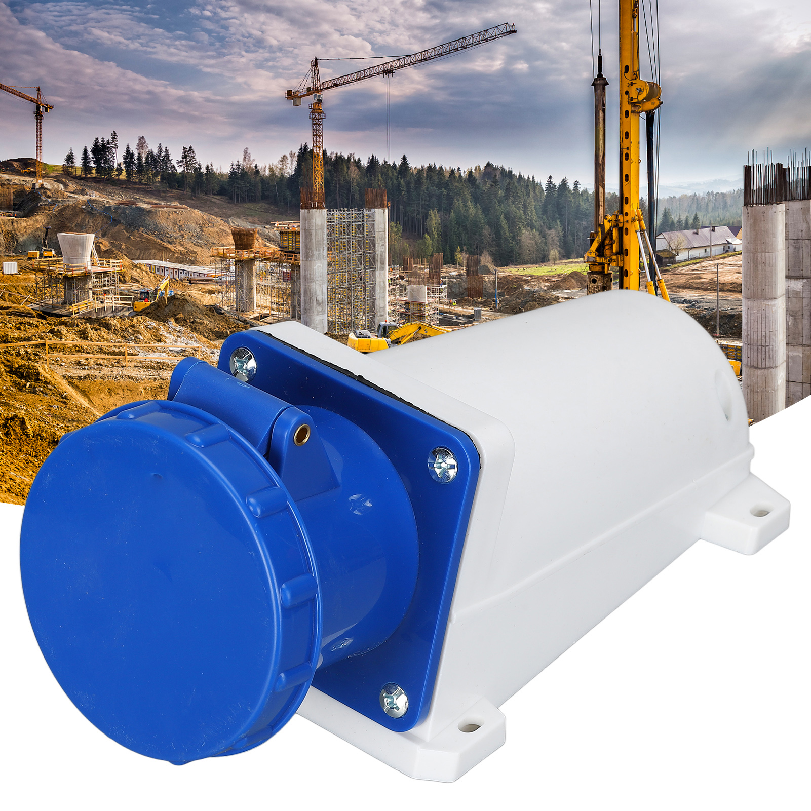 Dreiphasige 2p+e 3-polige Industriesteckdose Für Die Luftfahrt, Aufputzmontage, 220–250 V 63 A, Wasserdicht Und Regendicht, Industrielle Kabelkupplung, Ip67