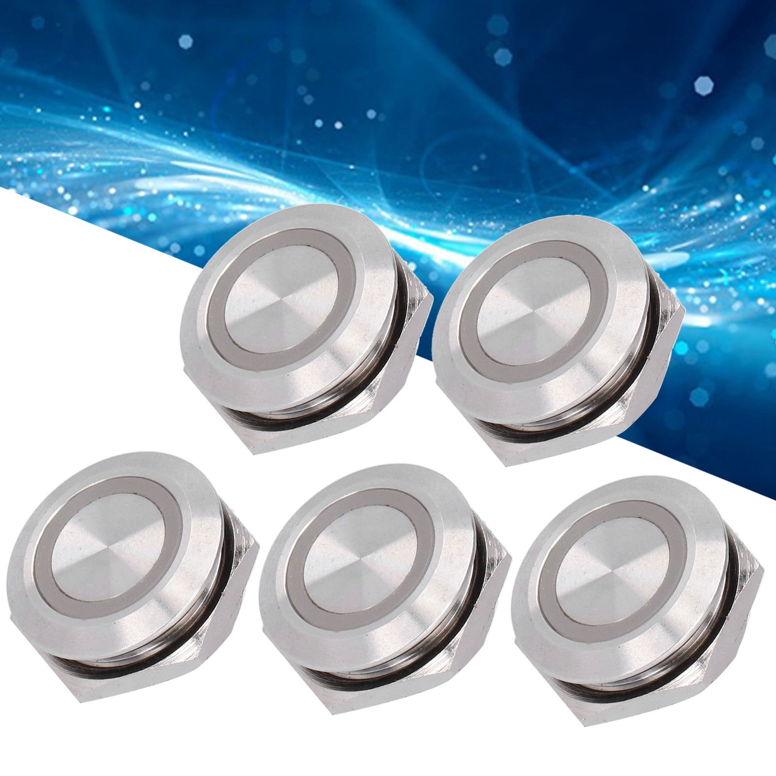 Verkauft In 5er-packs: 19 Mm Ultrakurzer Metall-druckknopf-touchschalter Mit Led, Momentfunktion Mit Automatischer Rückstellung, Ultradünn, Wasserdicht, Dc36v, Weiß.