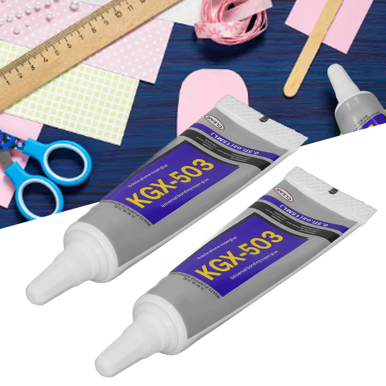 Leistungsstarker Klebedichtstoff Für Kanten, Schnellhärtend Und Widerstandsfähig, 15 Ml, Verkauft In 2er-packungen, Weiß.