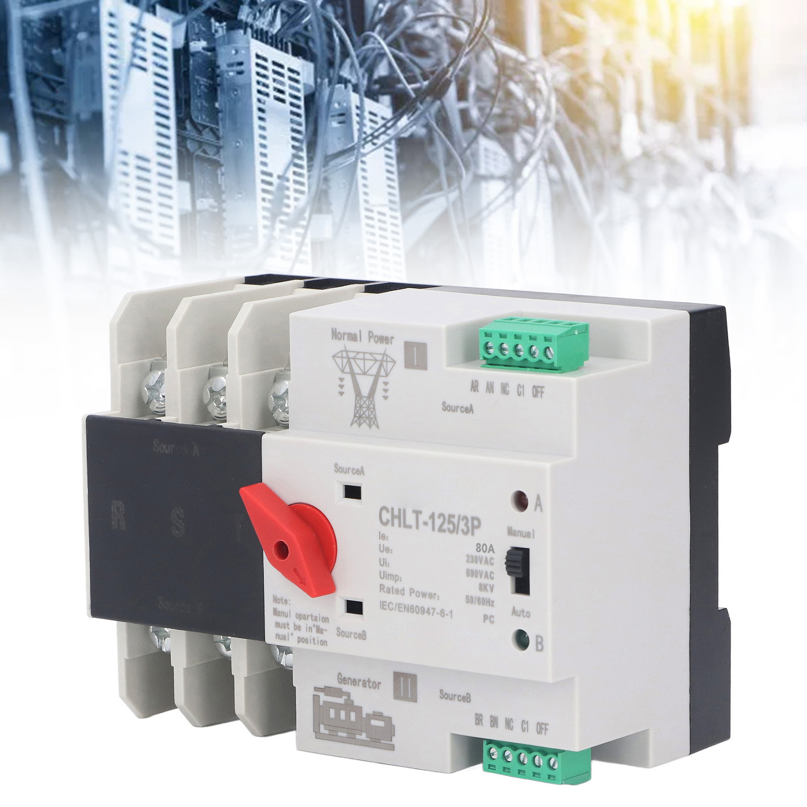 Chlt-125/3p Ac230v Automatische Duale Unterbrechungsfreie Stromversorgung, Schaltkreis, Schneller Schaltregler, Millisekunden-schaltung, Unterbrechungsfreie Netzstromversorgung Bis Zu 80 A.