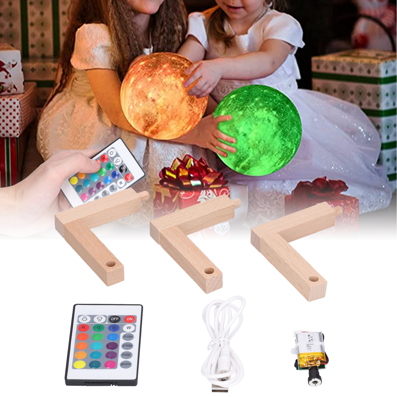 Kreatives Diy-lichtpanel Für Mondlampe (16 Farben) + Datenkabel + Fernbedienung Personalisierte Nachttischlampe