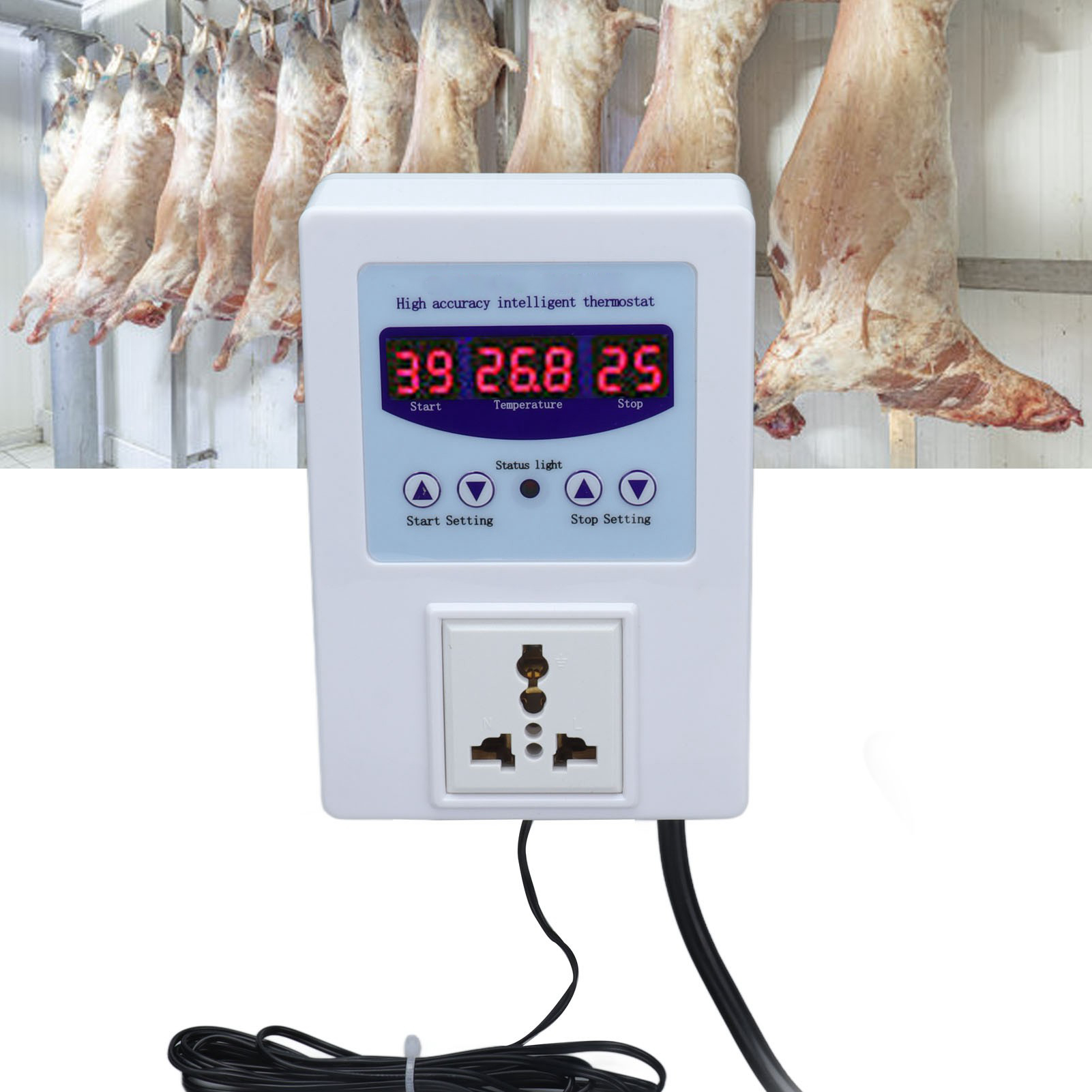 Vorverdrahteter, Intelligenter Digitaler Temperaturregler Tmc-1000 Mit Led-anzeige Und Lufttemperatursensor, Europäischer Standard, Weiß
