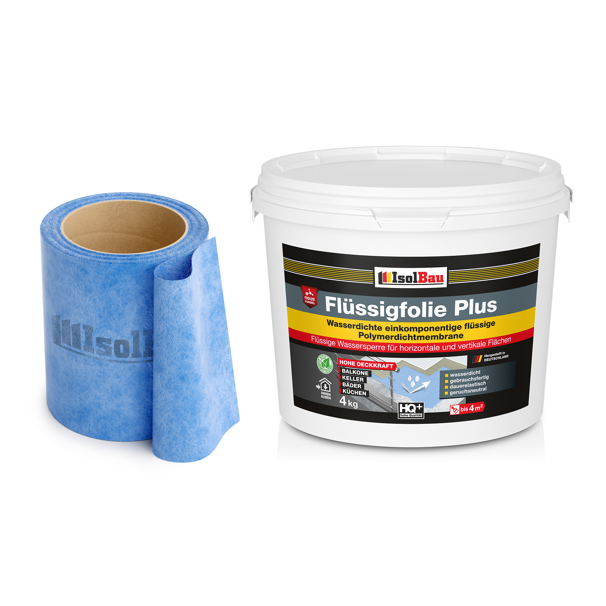 Dichtset Flüssigfolie Plus 4 Kg + 5 M Dichtband Abdichtung Balkon Bad Dusche