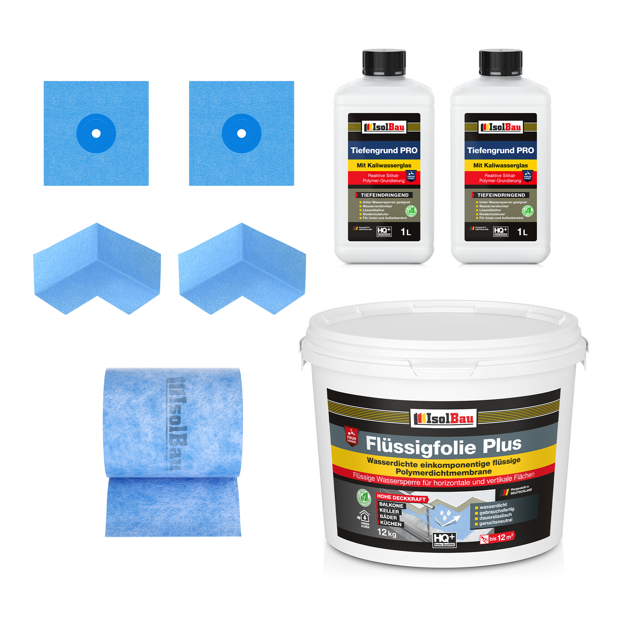 Dicht-set "standard" Für Duschabdichtung, Balkonabdichtung Flüssigfolie 12 Kg