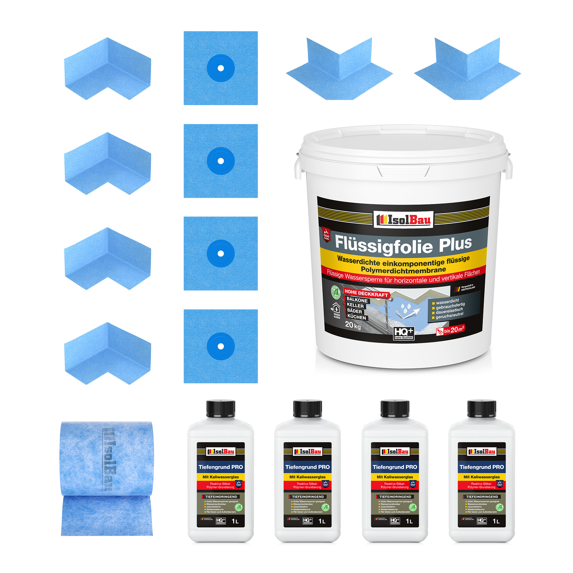 Dicht-set "standard" Für Duschabdichtung, Badabdichtung Flüssigfolie 20 Kg