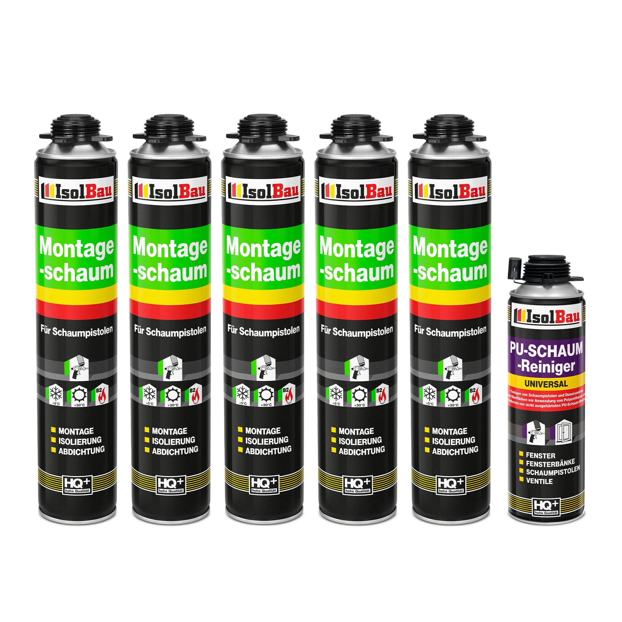 Pistolenschaum Bauschaum Montageschaum 5 X 750ml + 1 X Pu-reiniger 500ml Set