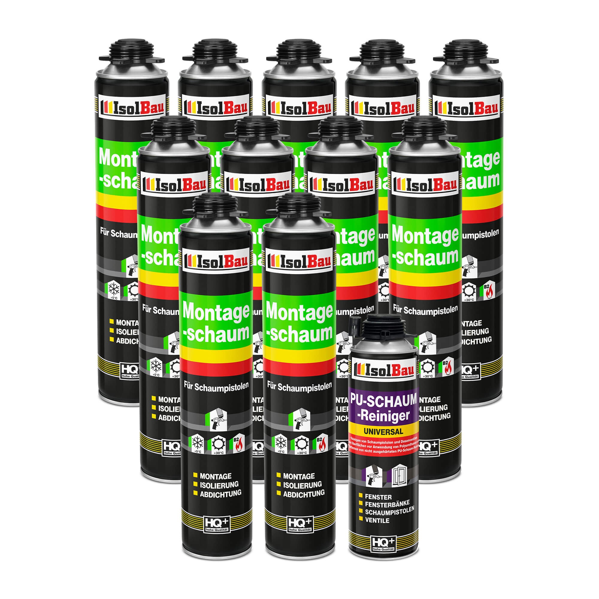 Pistolenschaum Bauschaum Montageschaum 11 X 750ml + 1 X Pu-reiniger 500ml Set