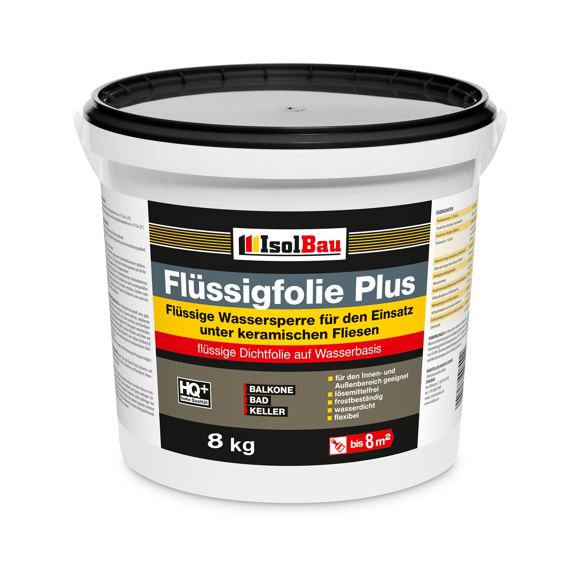 Flüssigfolie Plus 8 Kg Dichtfolie Innenbereich Außenbereich Balkon Bad Dusche