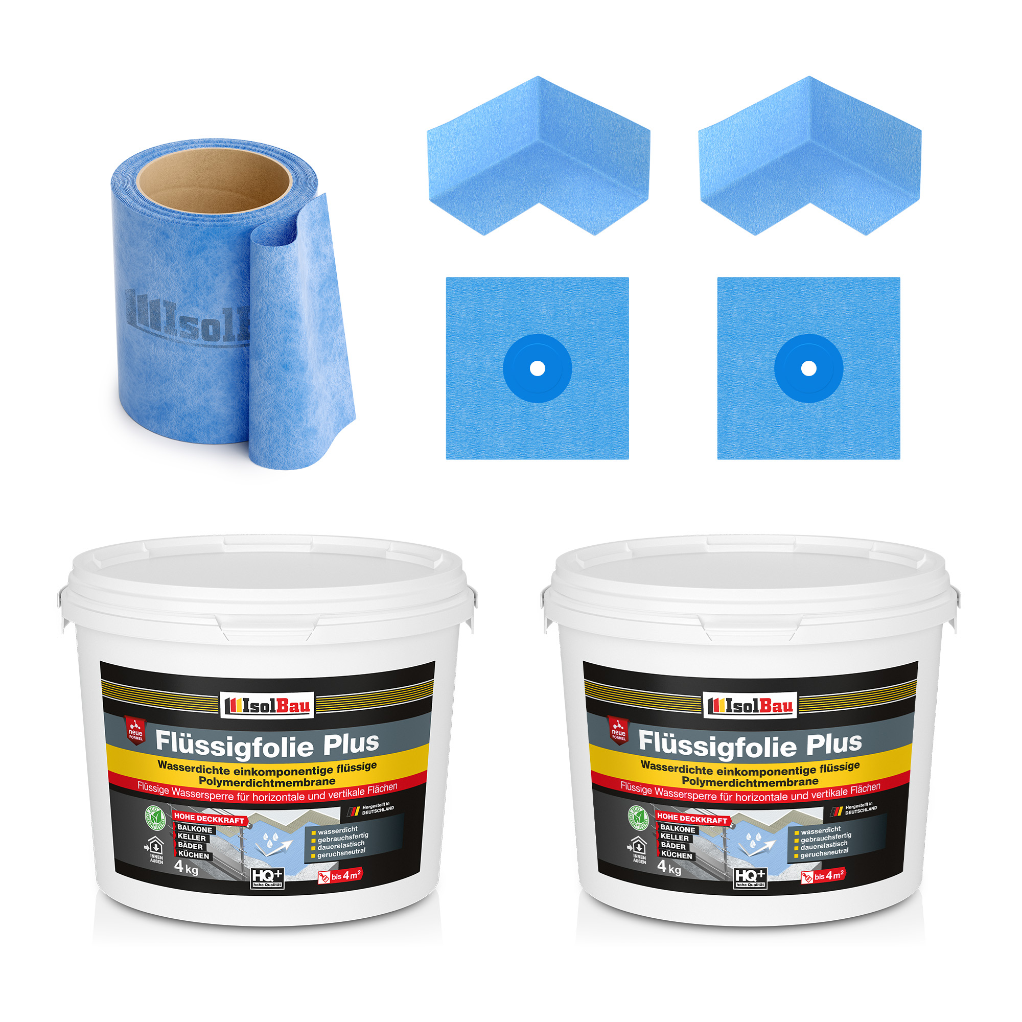 Abdichtset Dichtset 8 Kg Flüssigfolie Plus Innenecken Dichtmanschetten Dichtband