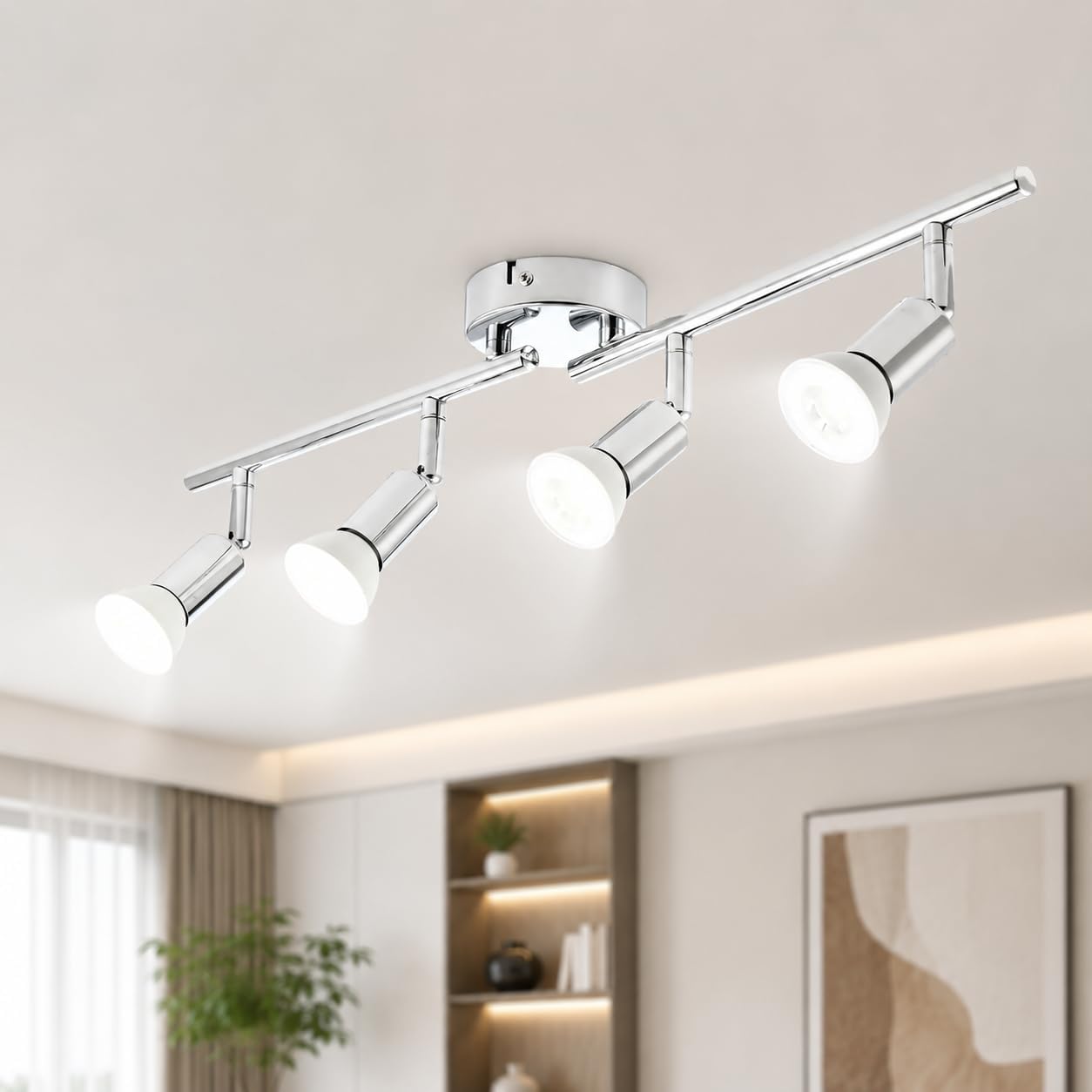 4-flammige Led-deckenleuchte, Gu10-led-deckenleuchte, Moderner, Um 350° Schwenkbarer Deckenspot, Für Küche, Schlafzimmer Und Wohnzimmer (leuchtmittel Nicht Im Lieferumfang Enthalten)