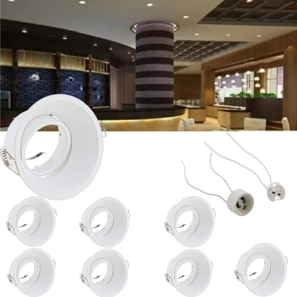 8 Blendfreie Led-einbaustrahler, Deckenstrahler Aus Aluminium Mit Gu10/mr16-keramikfassung, Rund Und Weiß, 85 Mm Einbaudurchmesser, 220 V, Schwenkbar (leuchtmittel Nicht Im Lieferumfang Enthalten)