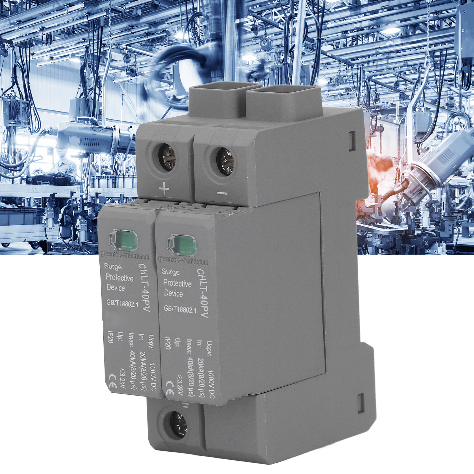 Chlt-40pv Dc Photovoltaik-überspannungsschutz 1000 V 20 Ka-40 Ka/2p