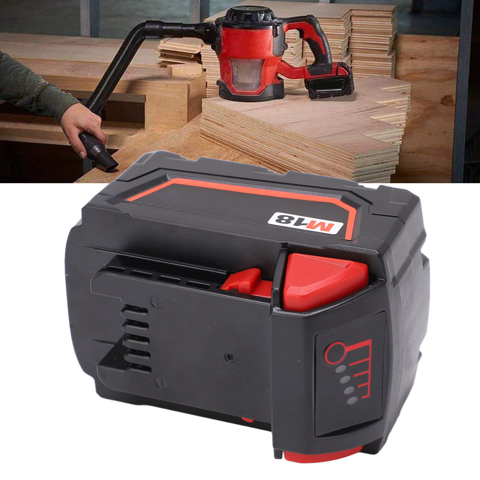 Miwage 18v Ersatzakku Mit Leistungsanzeige, Lithium-ionen-akku Für Kabellose Elektrowerkzeuge, Kompatibel Mit Elektrowerkzeugen Der M18-serie, 4000mah.