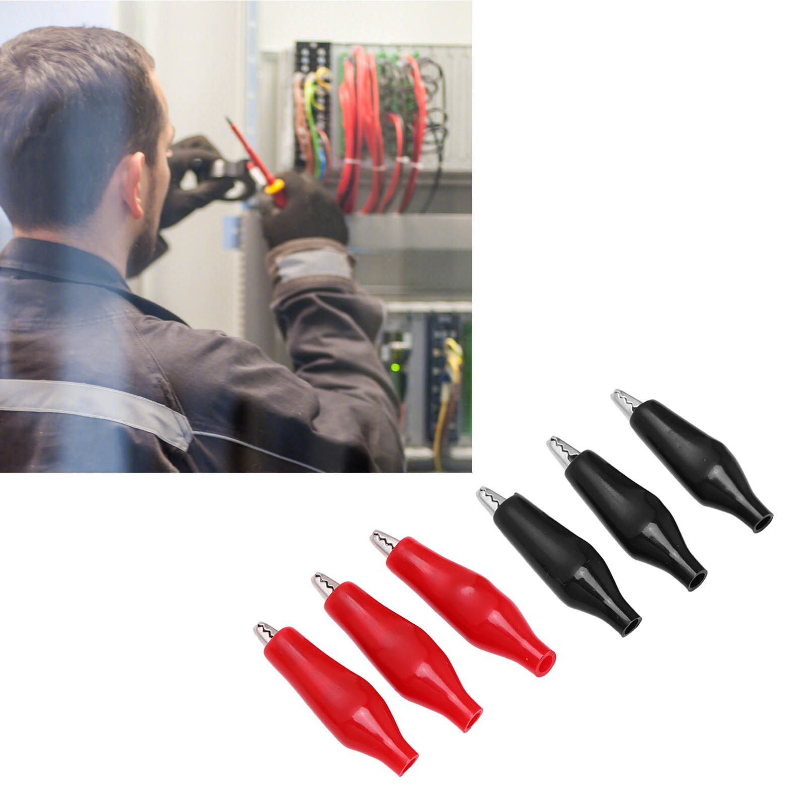 Krokodilklemme Mit Einzelgriff, Rot Und Schwarz, 25.010, Kunststoffummantelte Und Metallbeschichtete Prüfklemme, Klemme Für Elektrisches Ladezubehör.