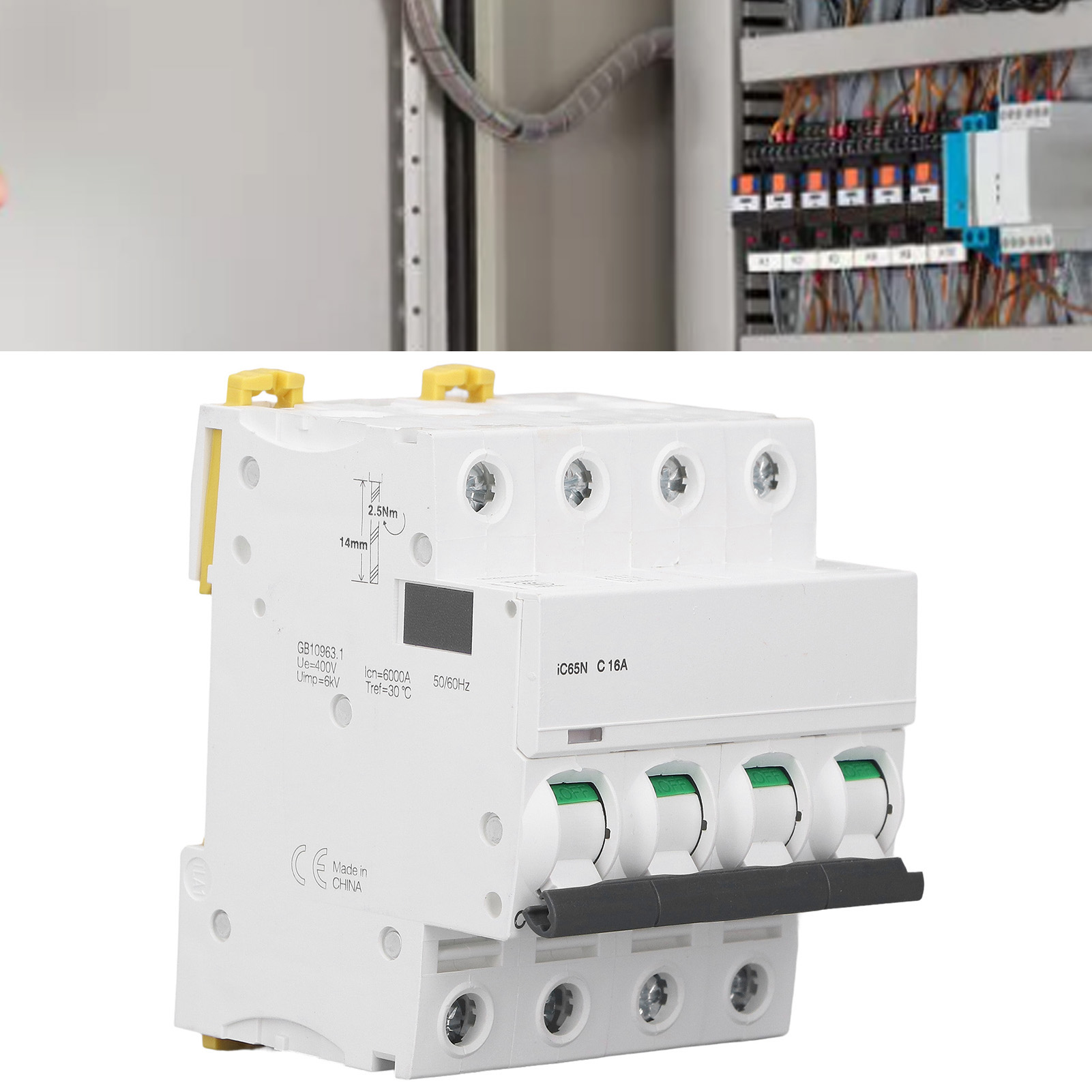 Leitungsschutzschalter Ic65n 4p, Din-schienenmontage, Niederspannung 400 V, Abschaltvermögen 6000 A, Silberkontakte C16a