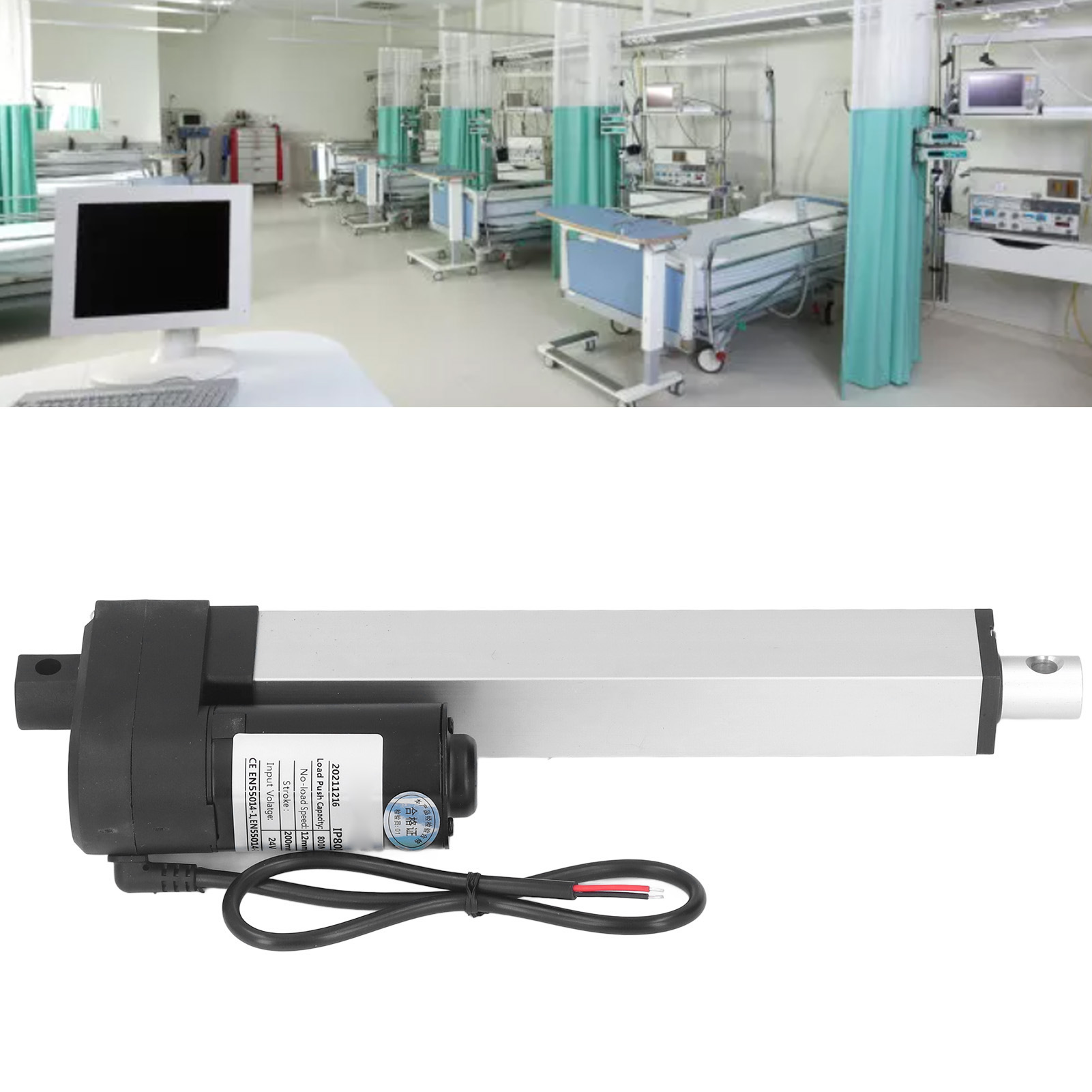 Miniatur-linearantrieb (24 V, Elektrisch), 8-mm-hubbolzen, 800 N Hubkraft, Hubstange, Geeignet Für Haushaltsgeräte, Möbel, Medizintechnik Und Automobilindustrie. Hub: 200 Mm.