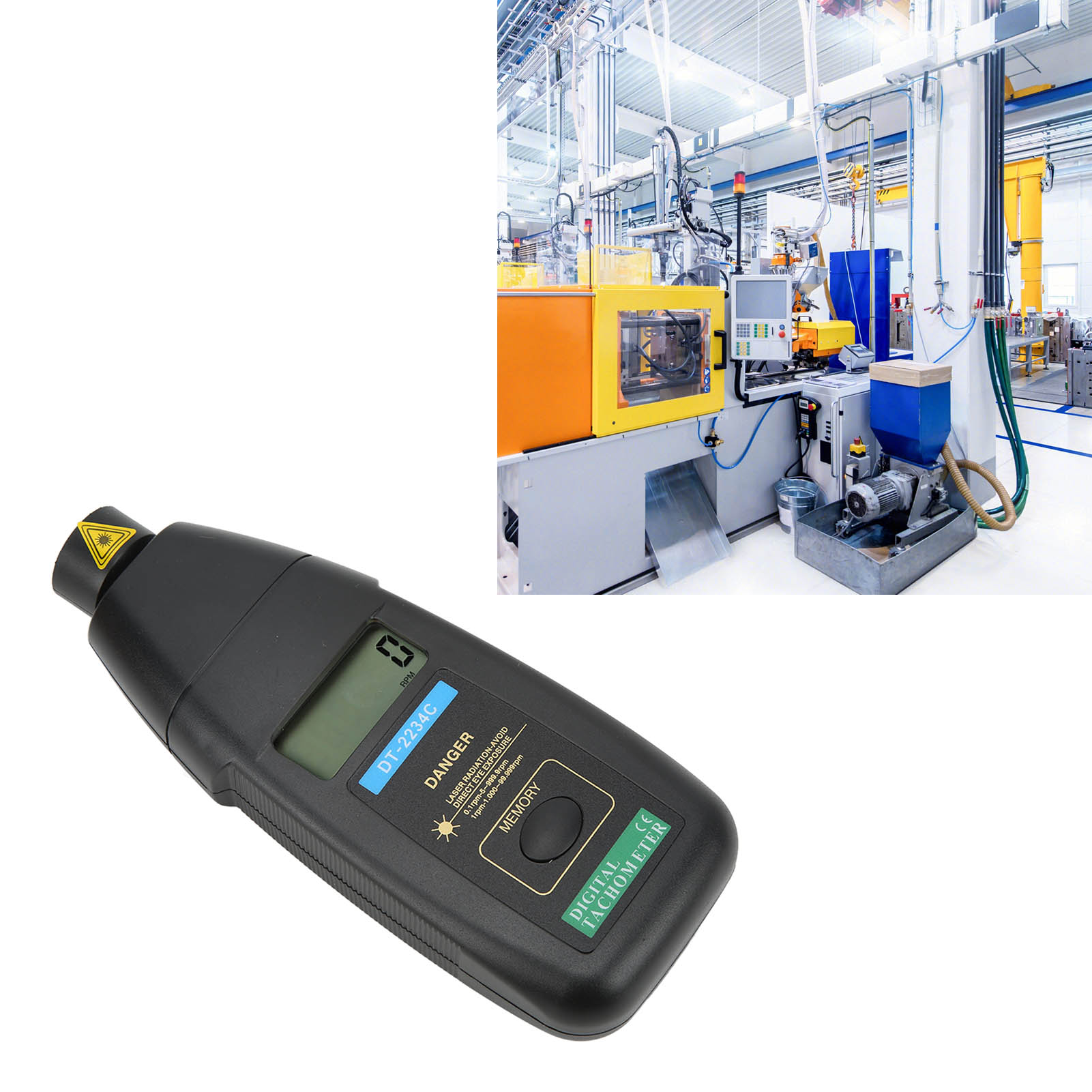 Dt2234c Hochgeschwindigkeits-laser-drehzahlmesser: Hochgradig Störungsresistenter Laser-drehzahlmesser Mit Einem Messbereich Von 80 Cm.