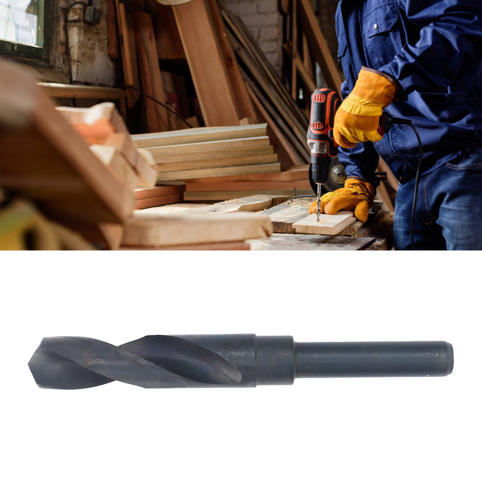19 Mm (1/2 Zoll) Kurzschaftbohrer, Schnellarbeitsstahlbohrer Mit Geradem Schaft, Schwarzer Spiralbohrer.