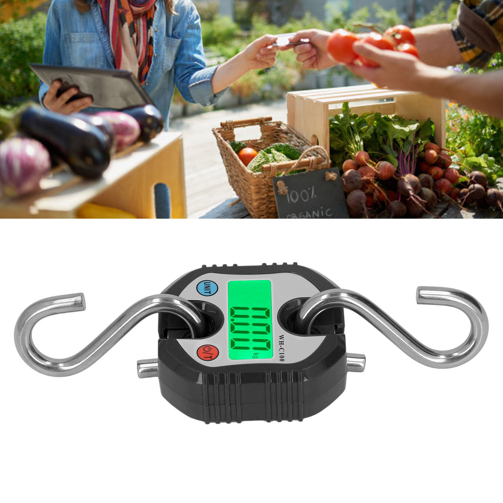 Wh-c100 Mini-digitalwaage Für Krane 150 Kg/330 Lb, Tragbare Industriewaage Mit Lcd-bildschirm (schwarz)