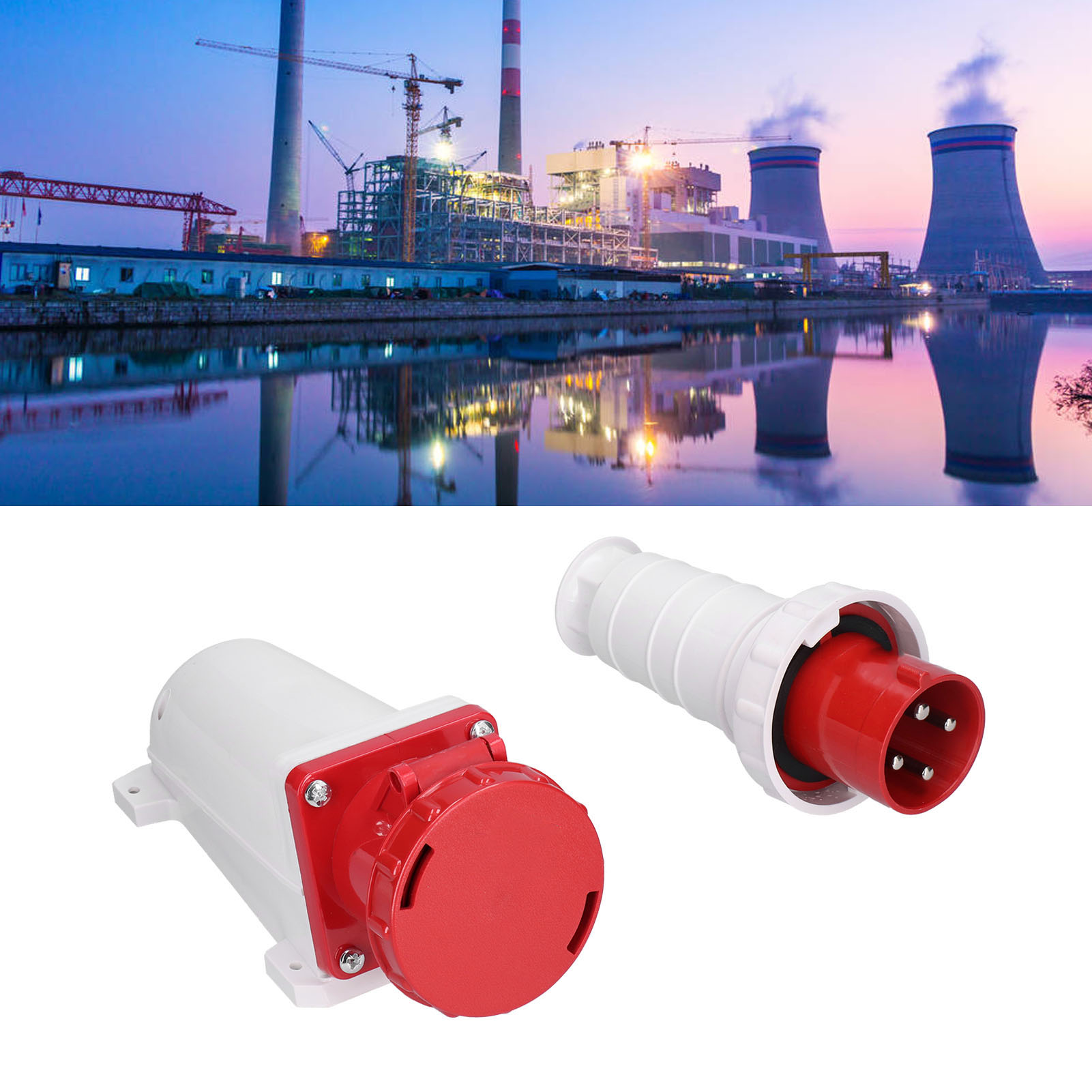 Satz Dreiphasiger Industriestecker Und -buchsen 380–415 V 63 A, Staubdicht, Explosionsgeschützt Und Wasserdicht (ip67), 4-polig, 63 A, 3p+e