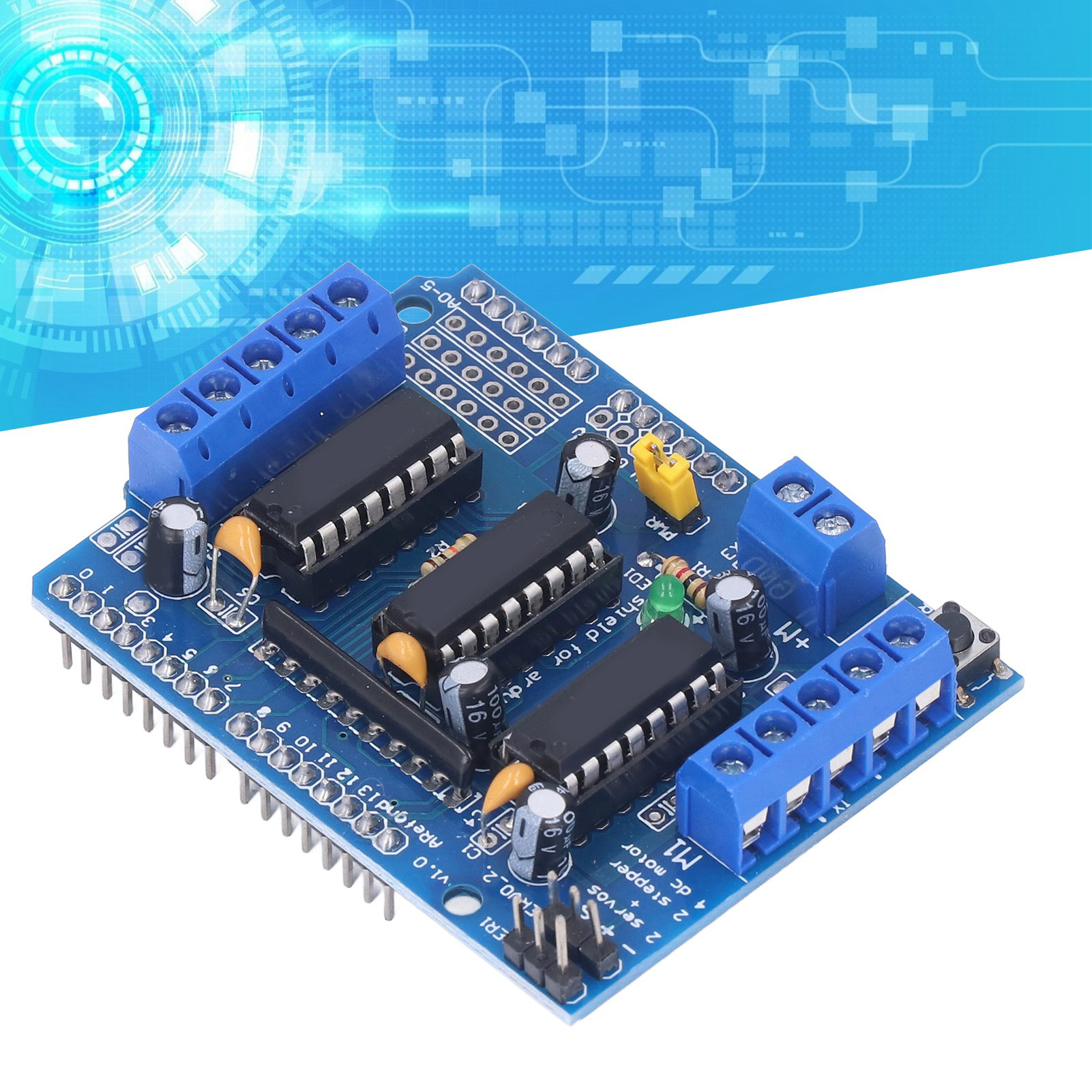 Die Motorsteuerungs-erweiterungsplatine L293d Ist Kompatibel Mit Arduino, Duemilanove Und Raspberry Pi.