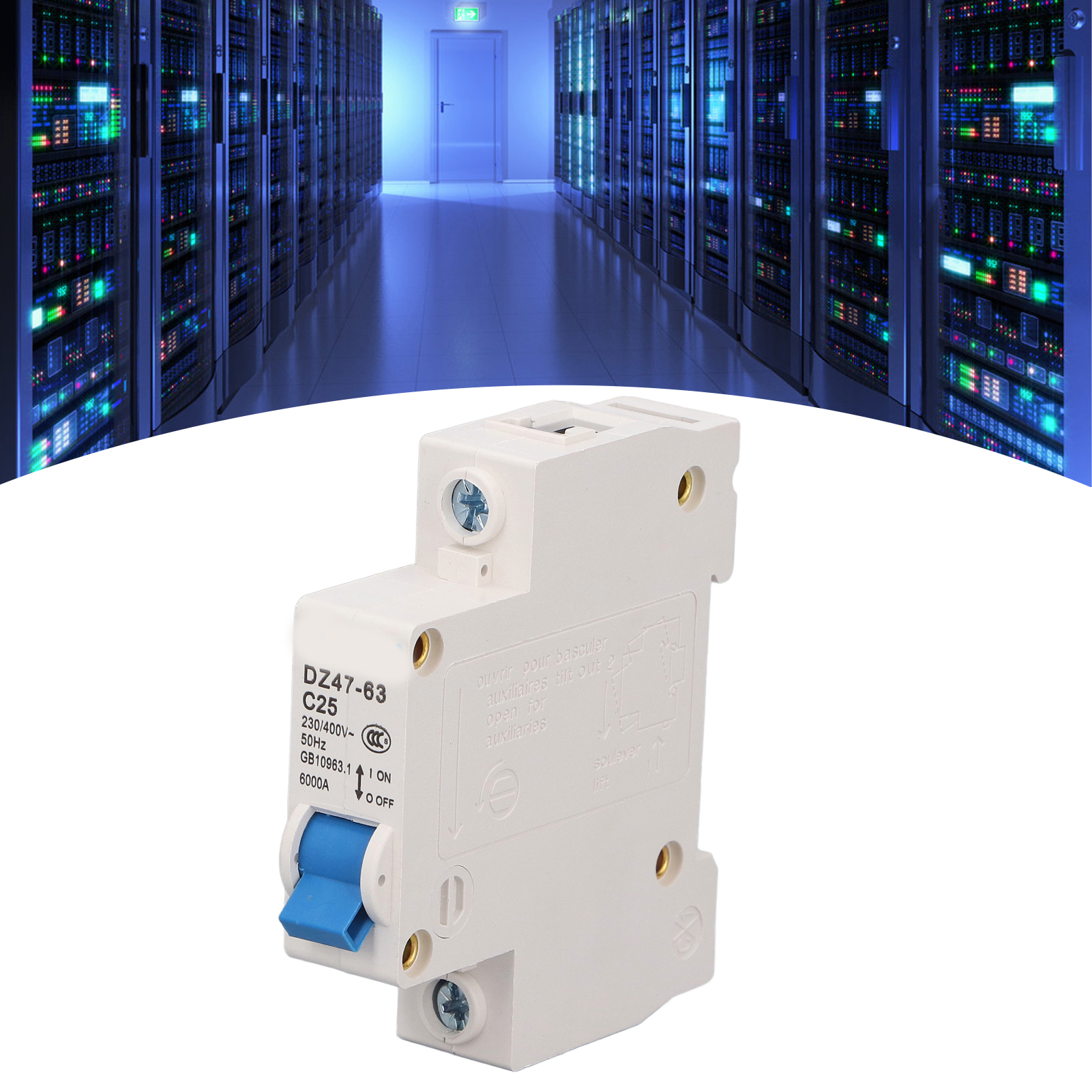 Leitungsschutzschalter Dz47-63 C25 1p 230 V/400 V 25 A, Din-schienenmontage, 6000 A Schaltleistung