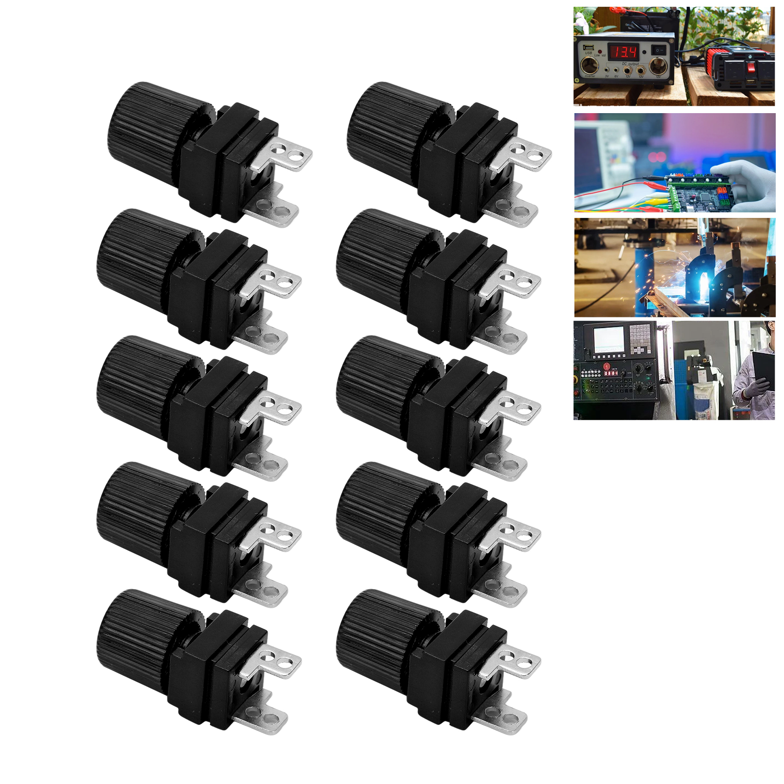 J.50017 300–500-w-wechselrichter-anschlussblöcke, Quadratische Anschlussblöcke, 10er-packung, Schwarz
