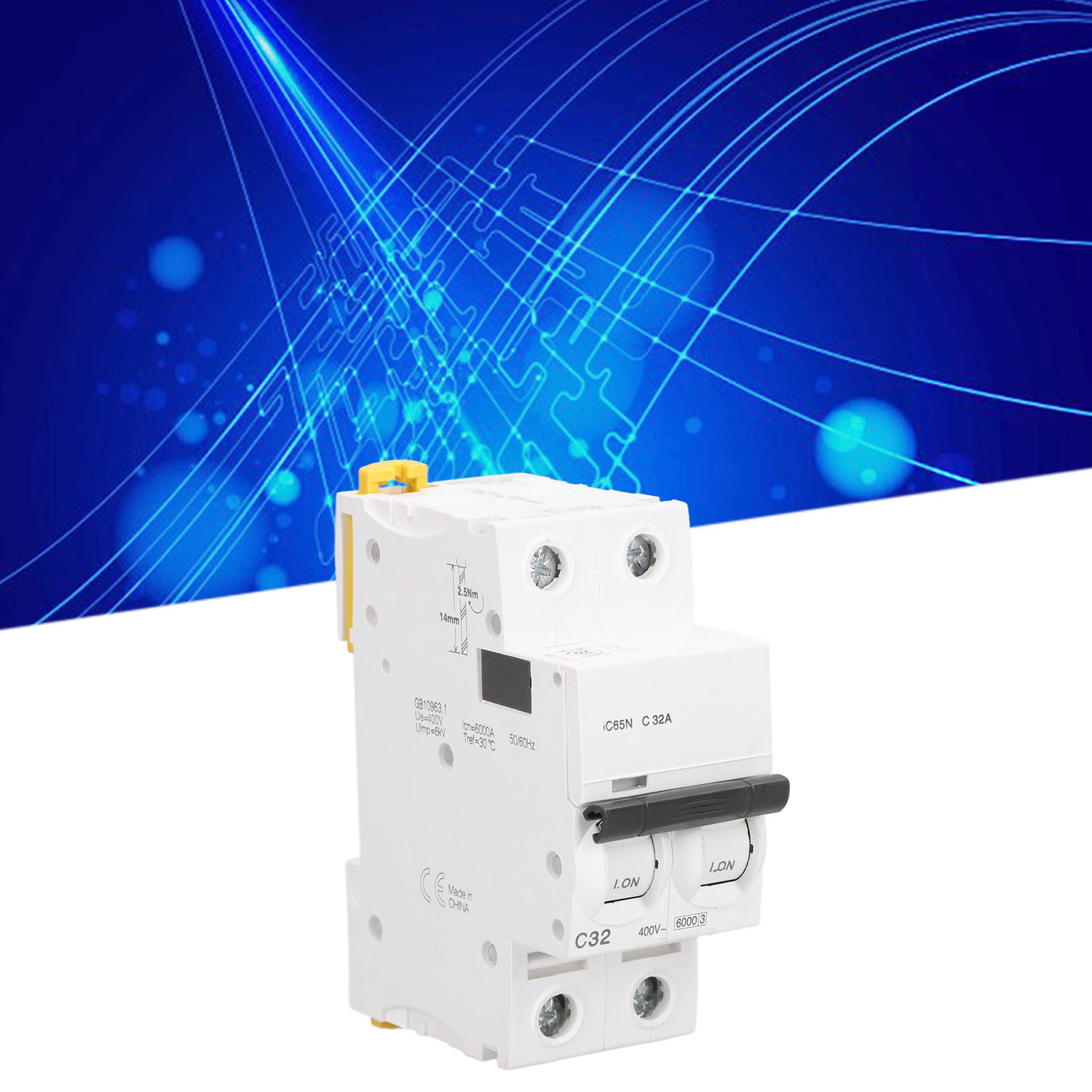 Leitungsschutzschalter Ic65n C32 2p Ac 400v 32a, Din-schienenmontage, Niederspannungs-abschaltvermögen 6000a, Silberkontakte