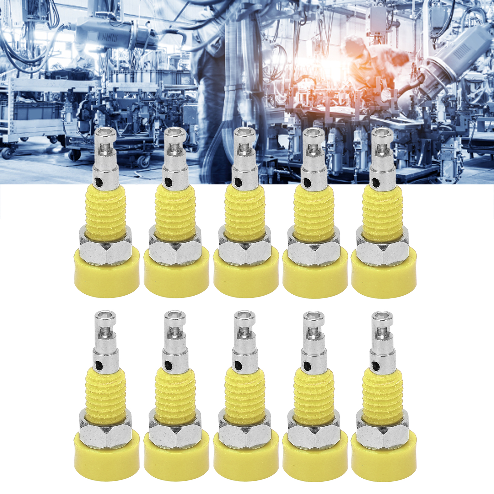 J.40002 Vergoldeter 2-mm-bananenstecker Aus Reinem Kupfer, Pfeifklemmenblock, Kleine Baugröße, 10er-packung, Gelb