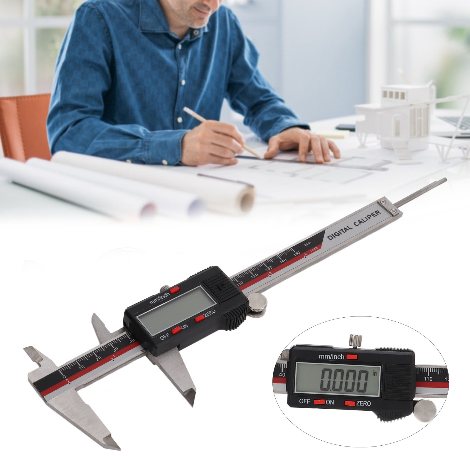 Hochpräziser Digitaler Elektronischer Messschieber 0–150 Mm, Messwerkzeug Aus Edelstahl, Schwarz