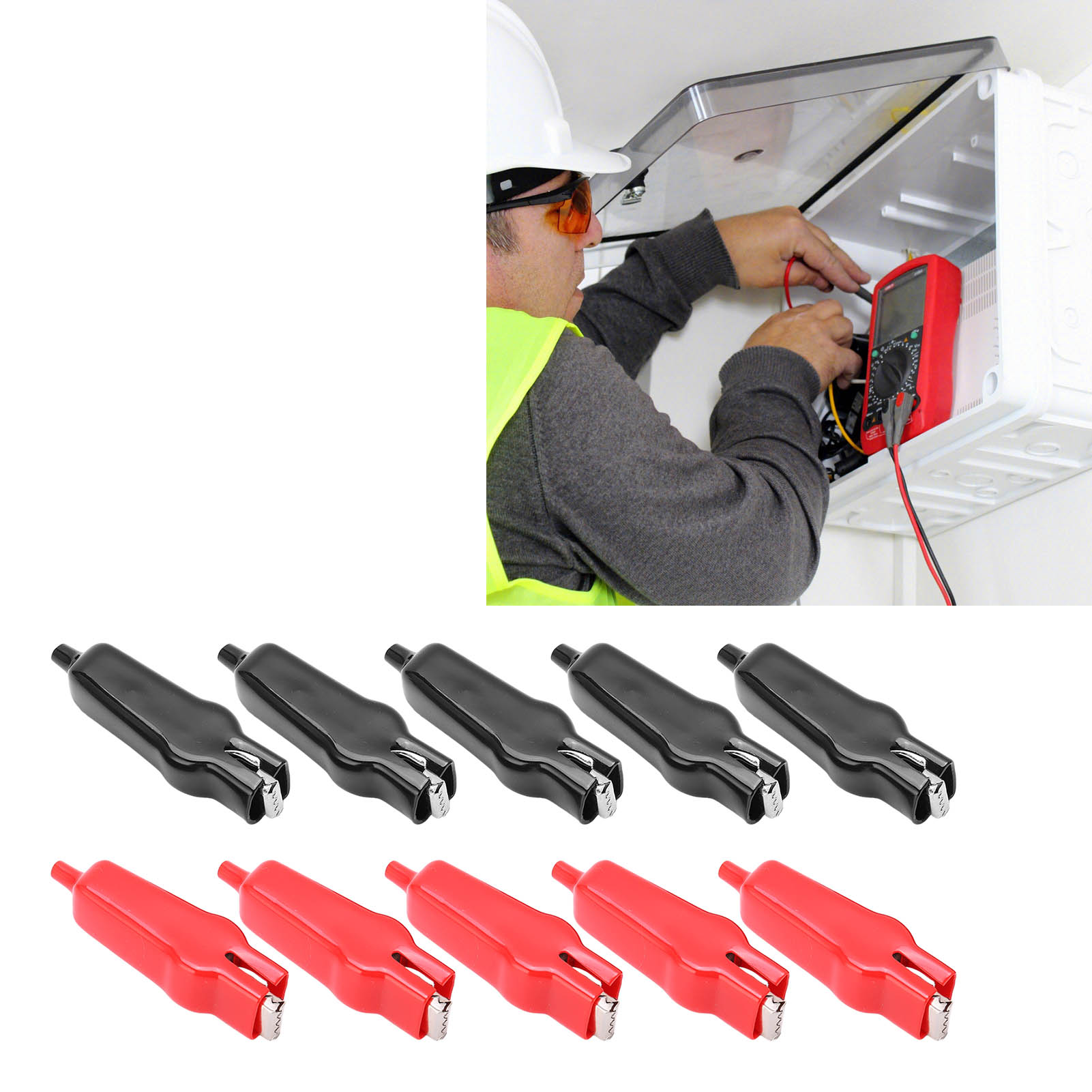 20-a-krokodilklemme, Rot-schwarze Metallklemme, 25,060 Mm, Druckfederhülse, Isolationsprüfklemme Für Batteriestromversorgung