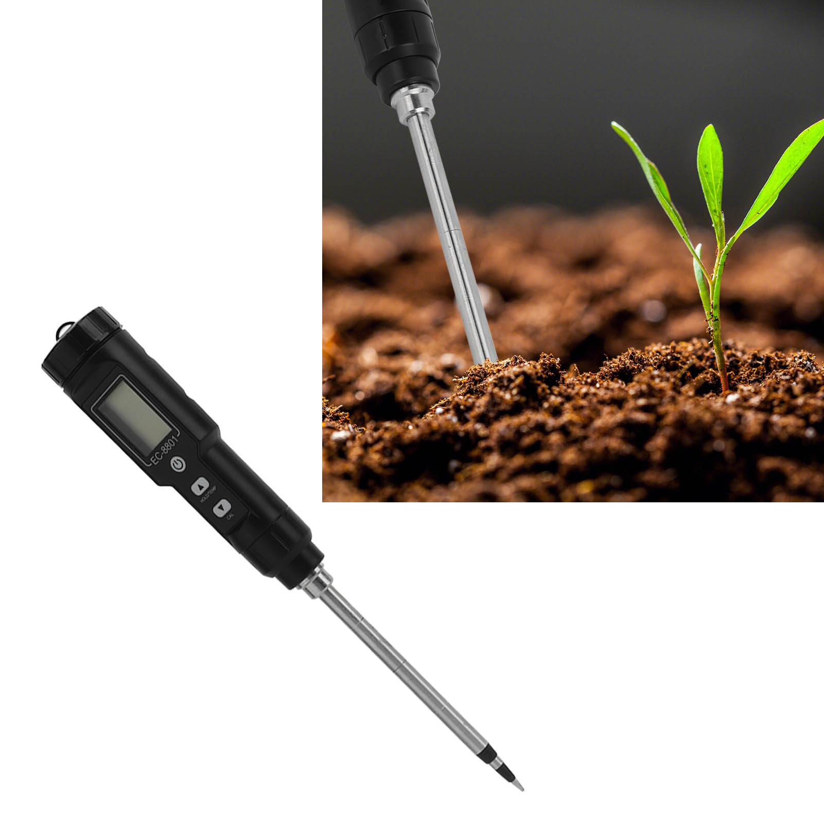 Ec-8801 Digitales Bodenleitfähigkeitsmessgerät, Leitfähigkeitstester, Sonden-bodenanalysator Für Gartenbau, Landwirtschaft Und Hausgebrauch, Topfpflanzen