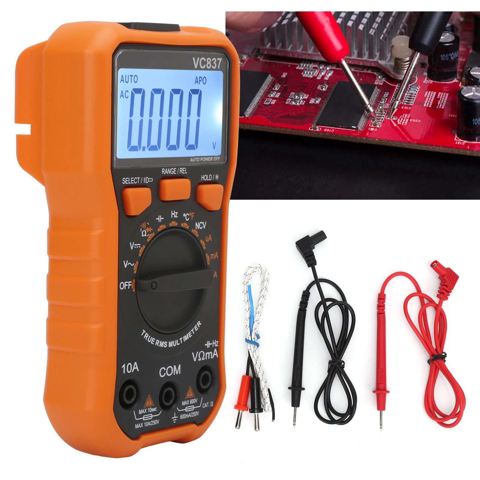 Vici Vc837 6000 Ncv True Rms Automatisches Digitalmultimeter Mit Taschenlampe