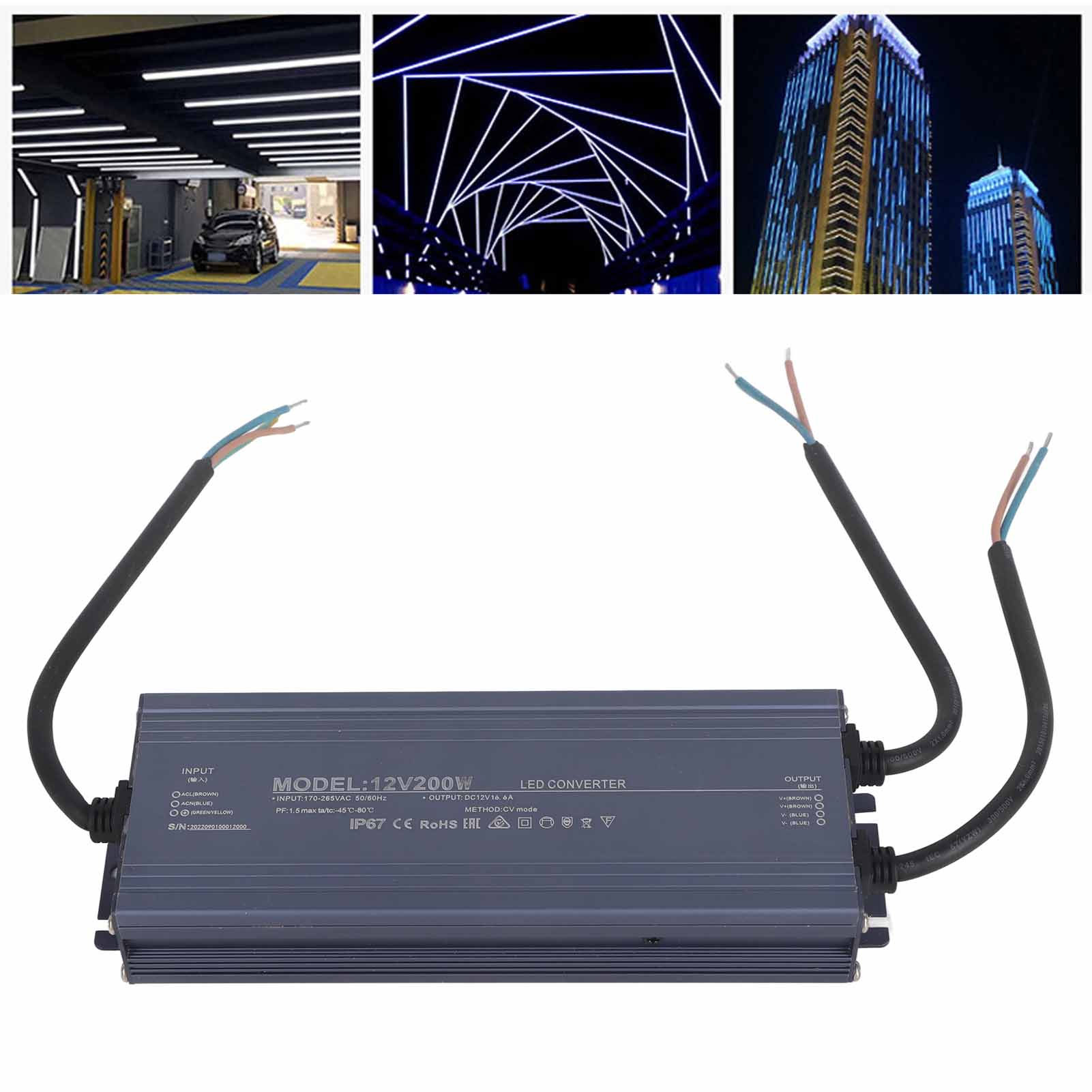 Ip67 Wasserdichtes Netzteil Für Leds, Konstantspannung, 200 W, Ac 170–265 V, 12 V