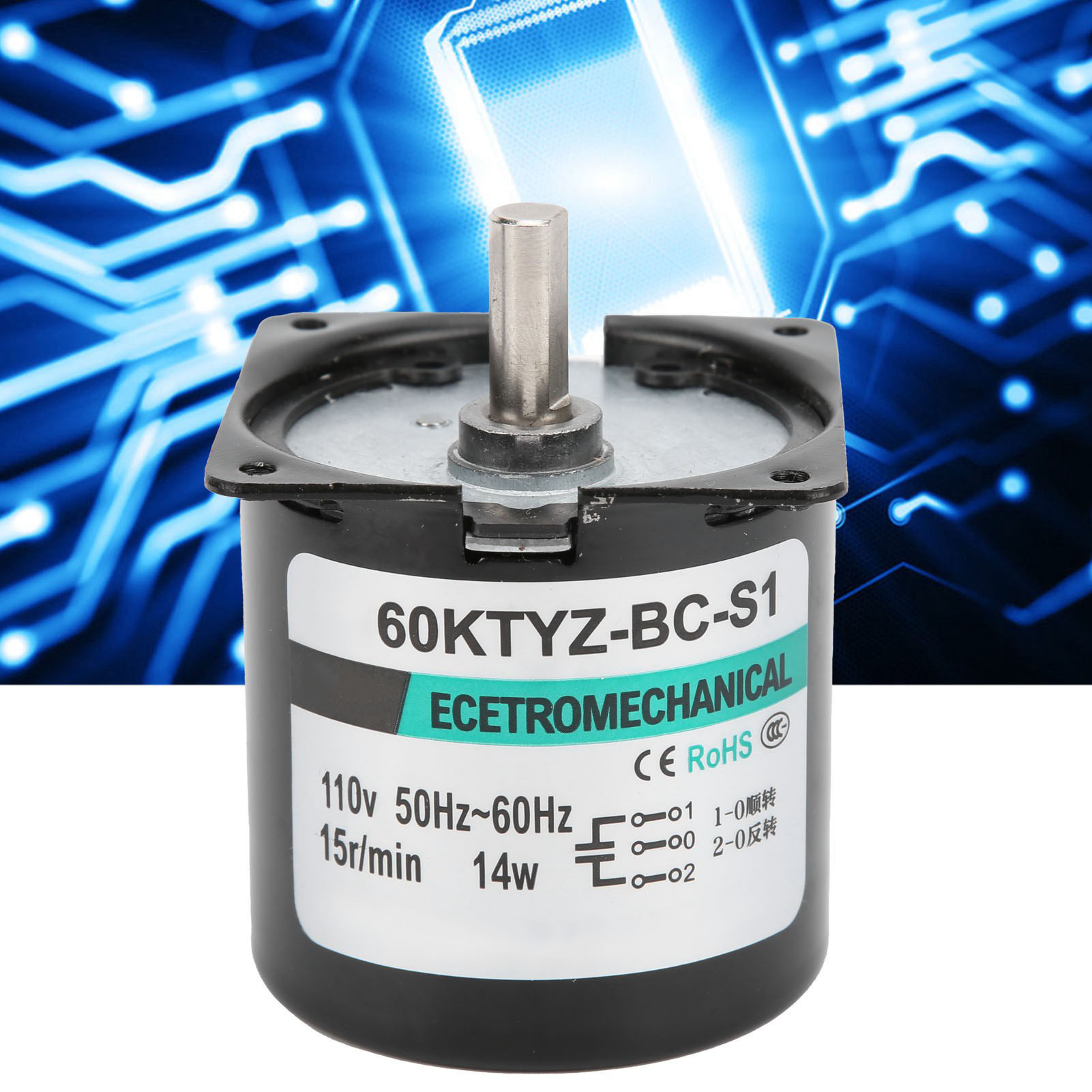 Xd60ktyz Wechselstrom-synchronmotor, 14 W, Langsam Laufender Permanentmagnetmotor, Hohes Drehmoment, Bidirektionaler Mikromotor Mit Exzenterwelle, 15 U/min, 110 V Wechselstrom