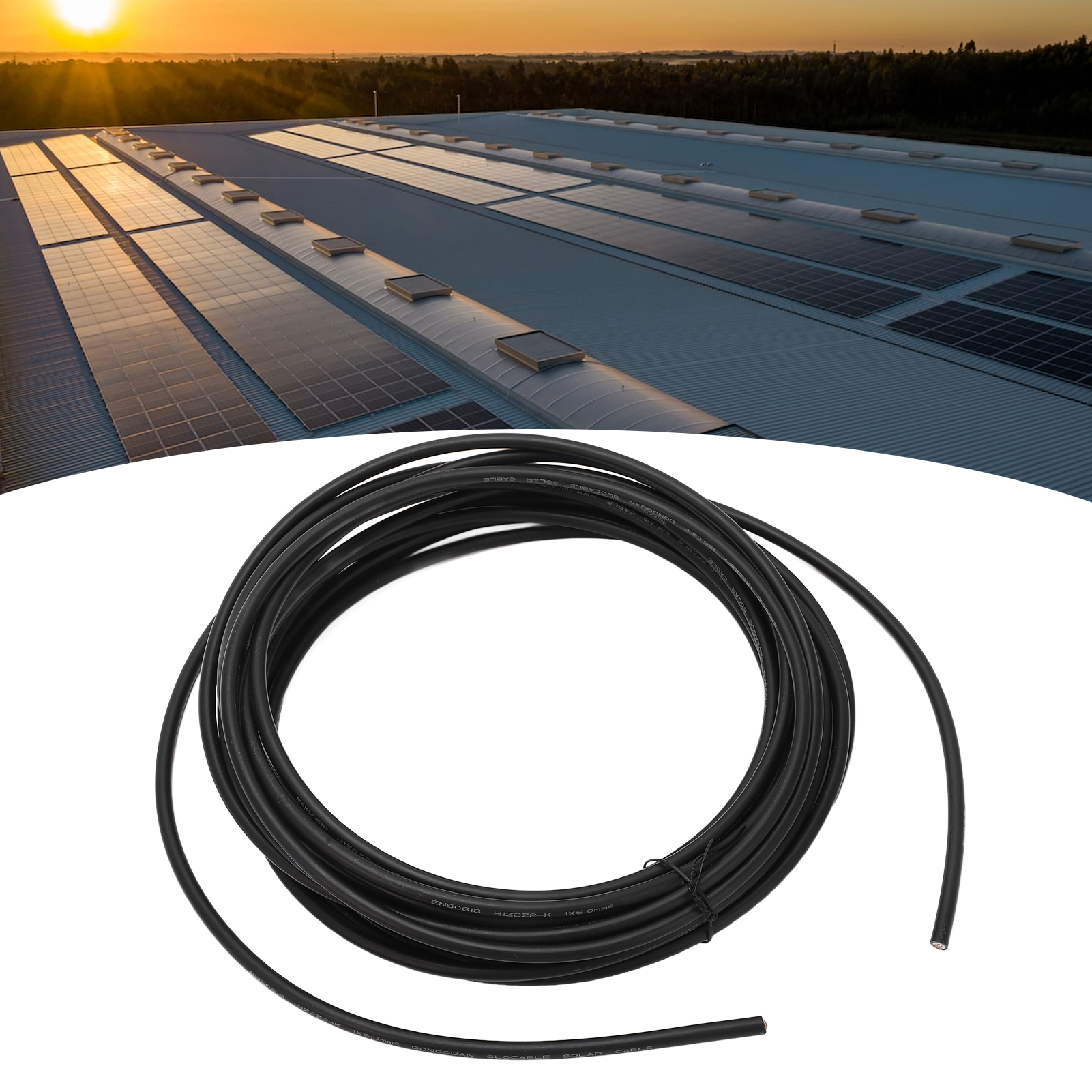 Schwarzes, Verzinntes Kupferdraht-solar-photovoltaikkabel, 10 Mm², 10 M
