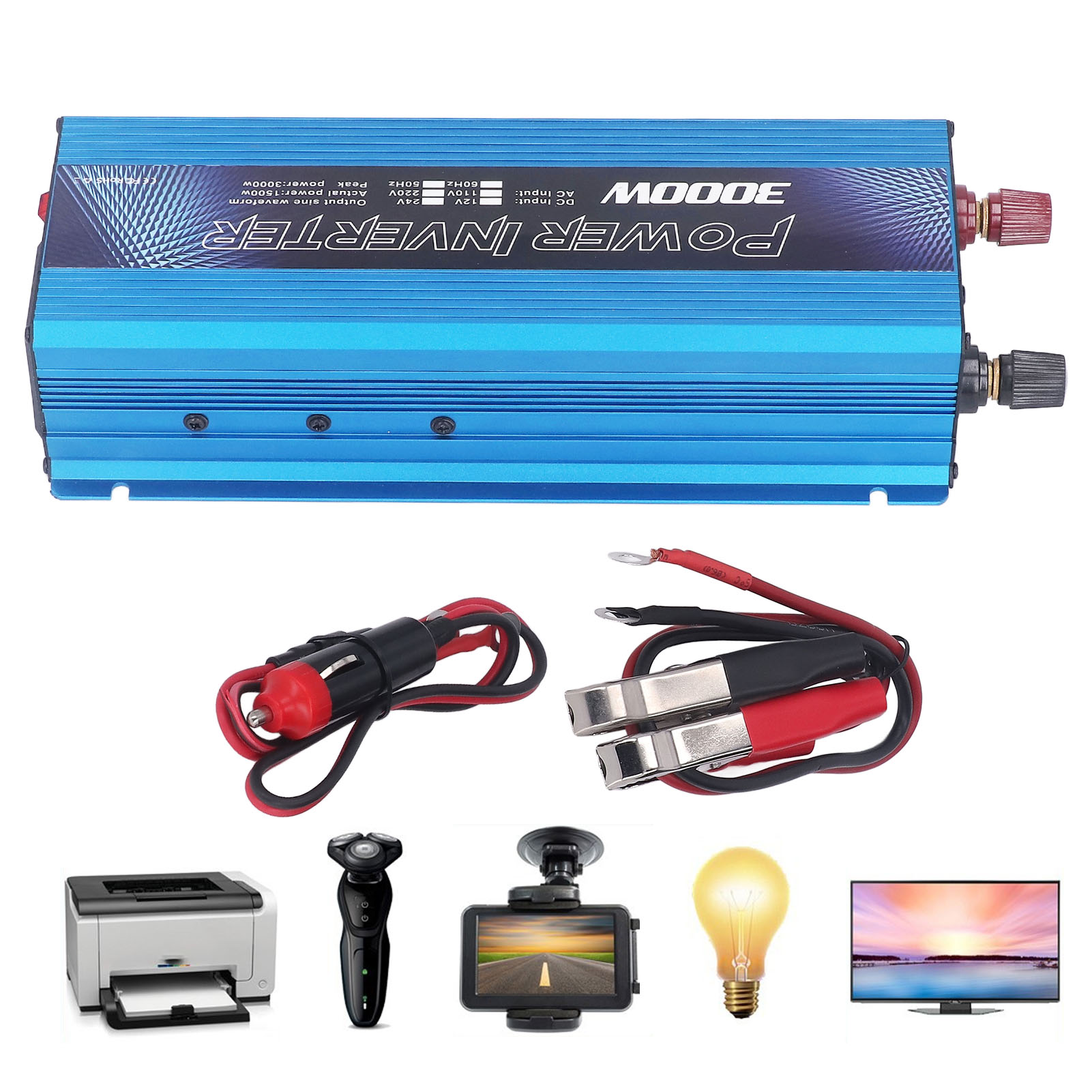 3000-w-wechselrichter, 12 V Dc Auf 220 V/110 V Ac, Für Solaranlagen Im Außenbereich Oder Fahrzeuge, Blau, 220 V