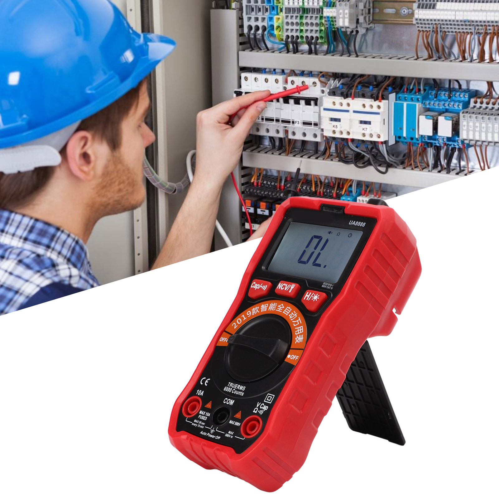 Uyigao Ua8888 Digitalmultimeter, Digitalanzeige, Vollautomatisch, Intelligentes Amperemeter Und Voltmeter, Tragbar, Kein Bereichswechsel Erforderlich, Hitzebeständig