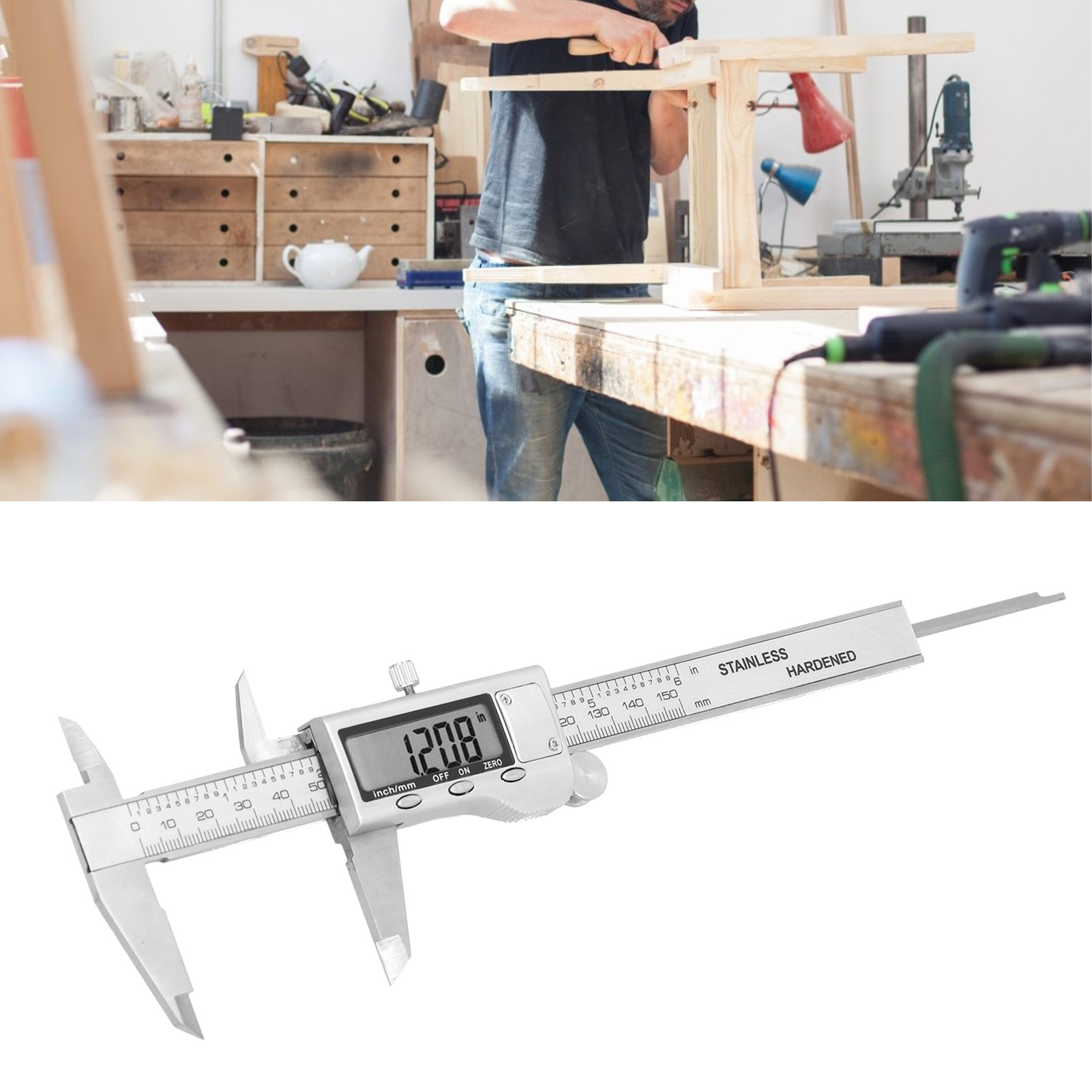 Digitaler Messschieber 150 Mm Mit Metalldisplay, Digitaler Messschieber Aus Edelstahl (0–150 Mm), Elektronischer Messschieber, Tiefenmessschieber