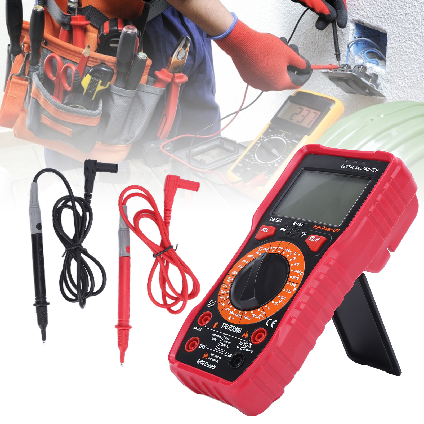 Ua19a 20v/1000v Digitalmultimeter, Digitalanzeige, Hochstrom-amperemeter, Multifunktions-tragbares Multimeter
